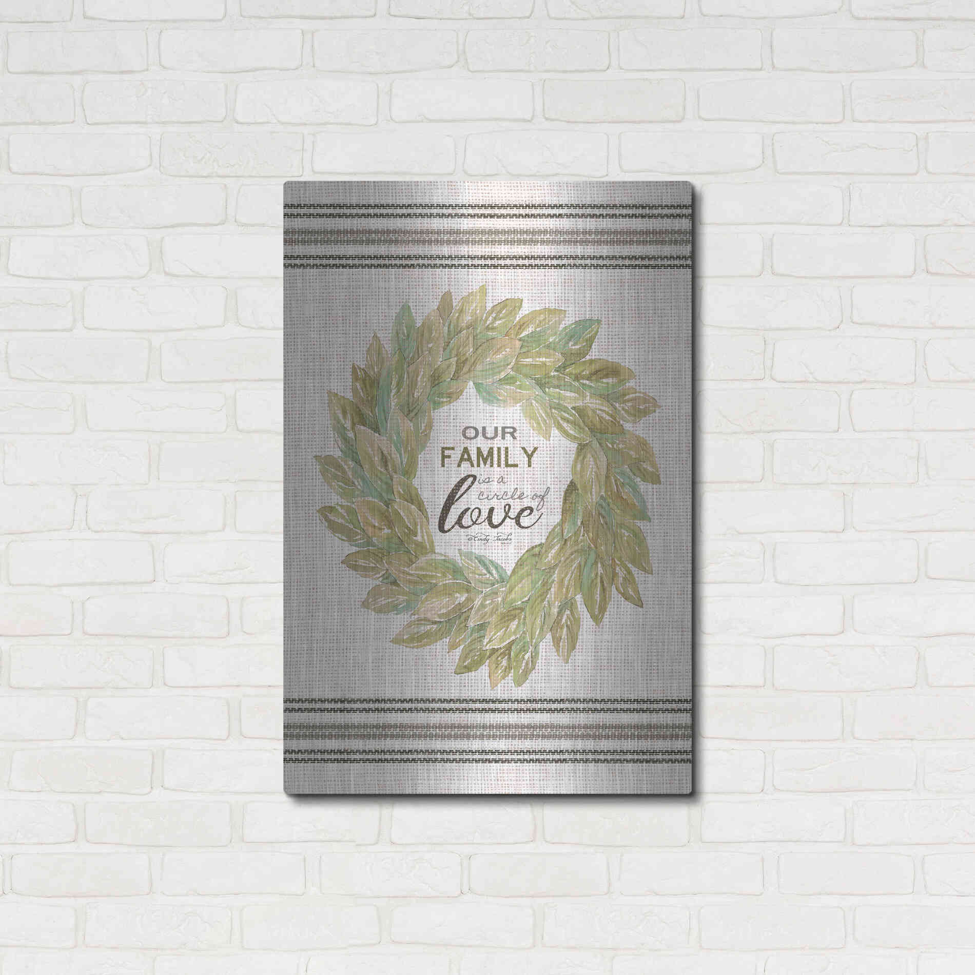 Luxe Metal Art 'Our Family Wreath' by Cindy Jacobs, Metal Wall Art,24x36