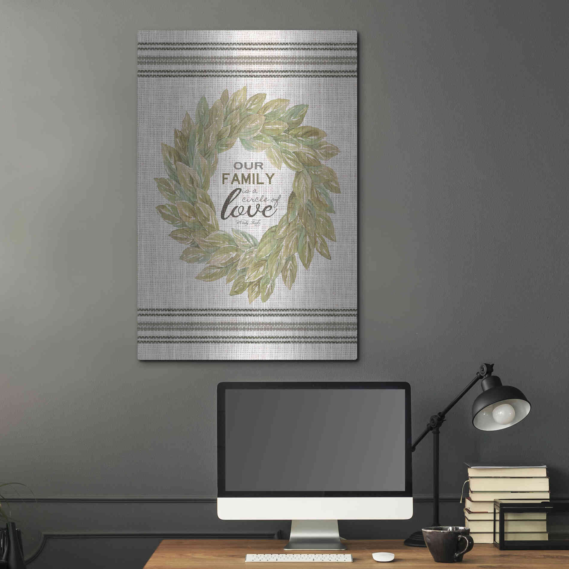 Luxe Metal Art 'Our Family Wreath' by Cindy Jacobs, Metal Wall Art,24x36