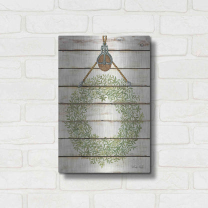 Luxe Metal Art 'Pully Hanging Wreath' by Cindy Jacobs, Metal Wall Art,12x16