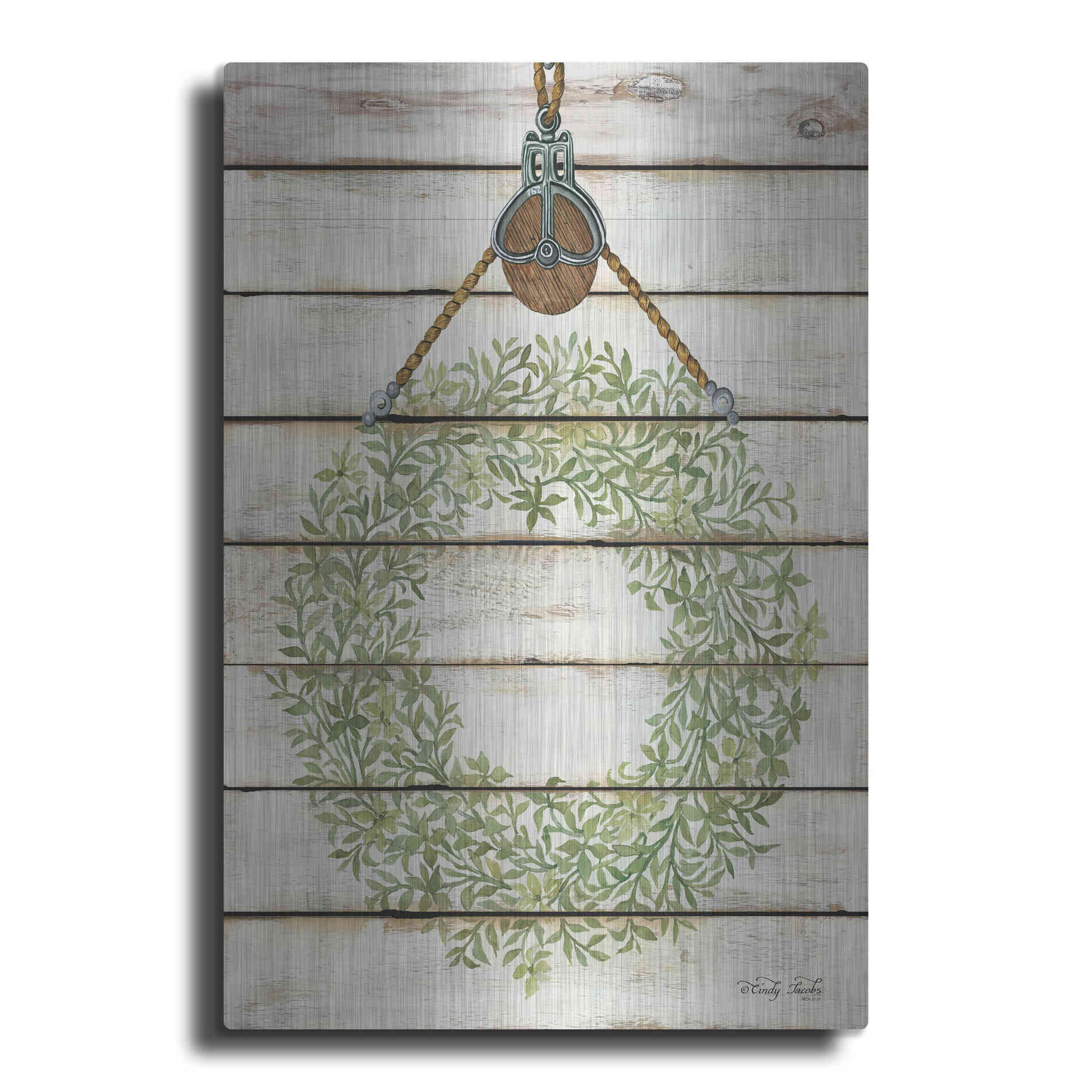 Luxe Metal Art 'Pully Hanging Wreath' by Cindy Jacobs, Metal Wall Art