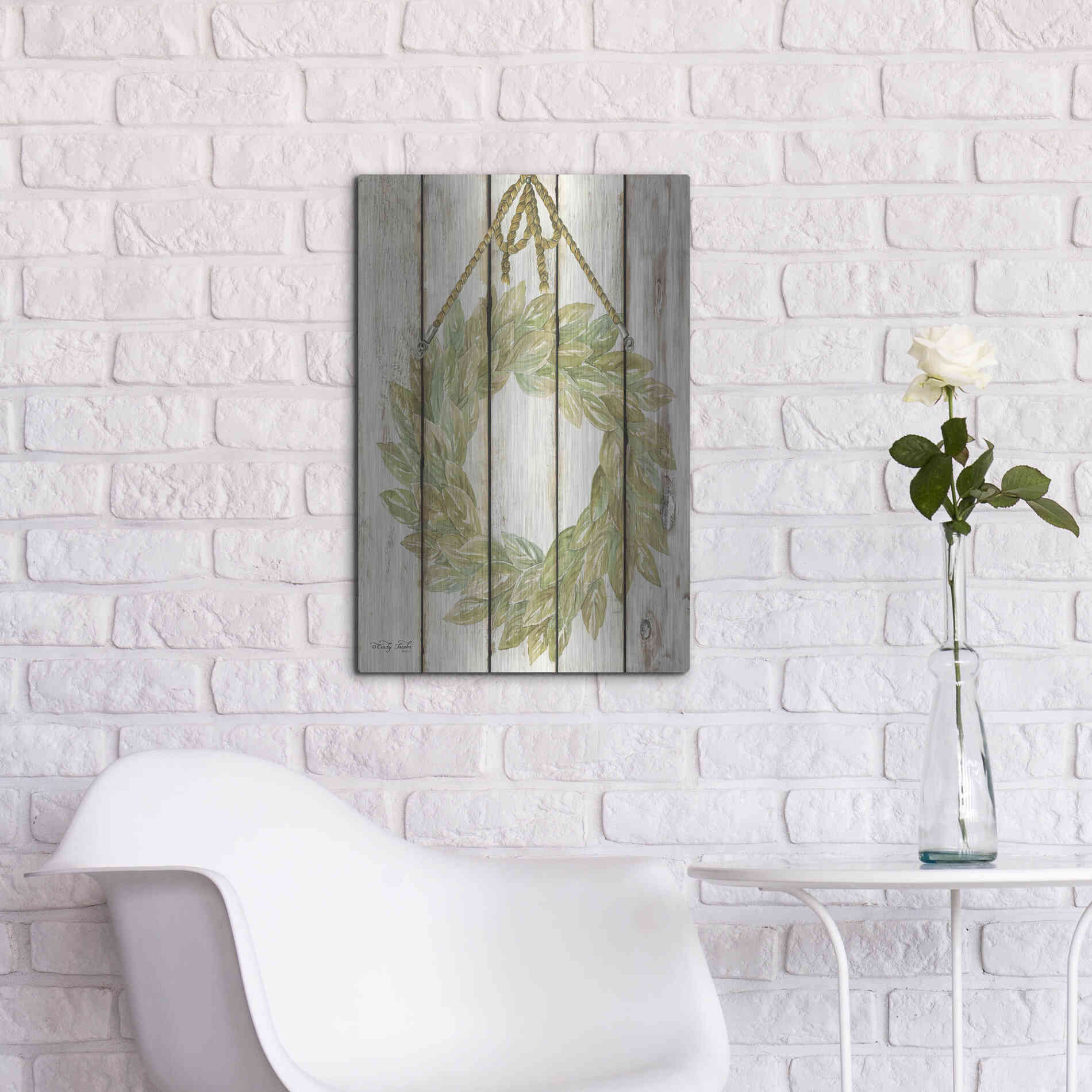 Luxe Metal Art 'Rope Hanging Wreath' by Cindy Jacobs, Metal Wall Art,16x24