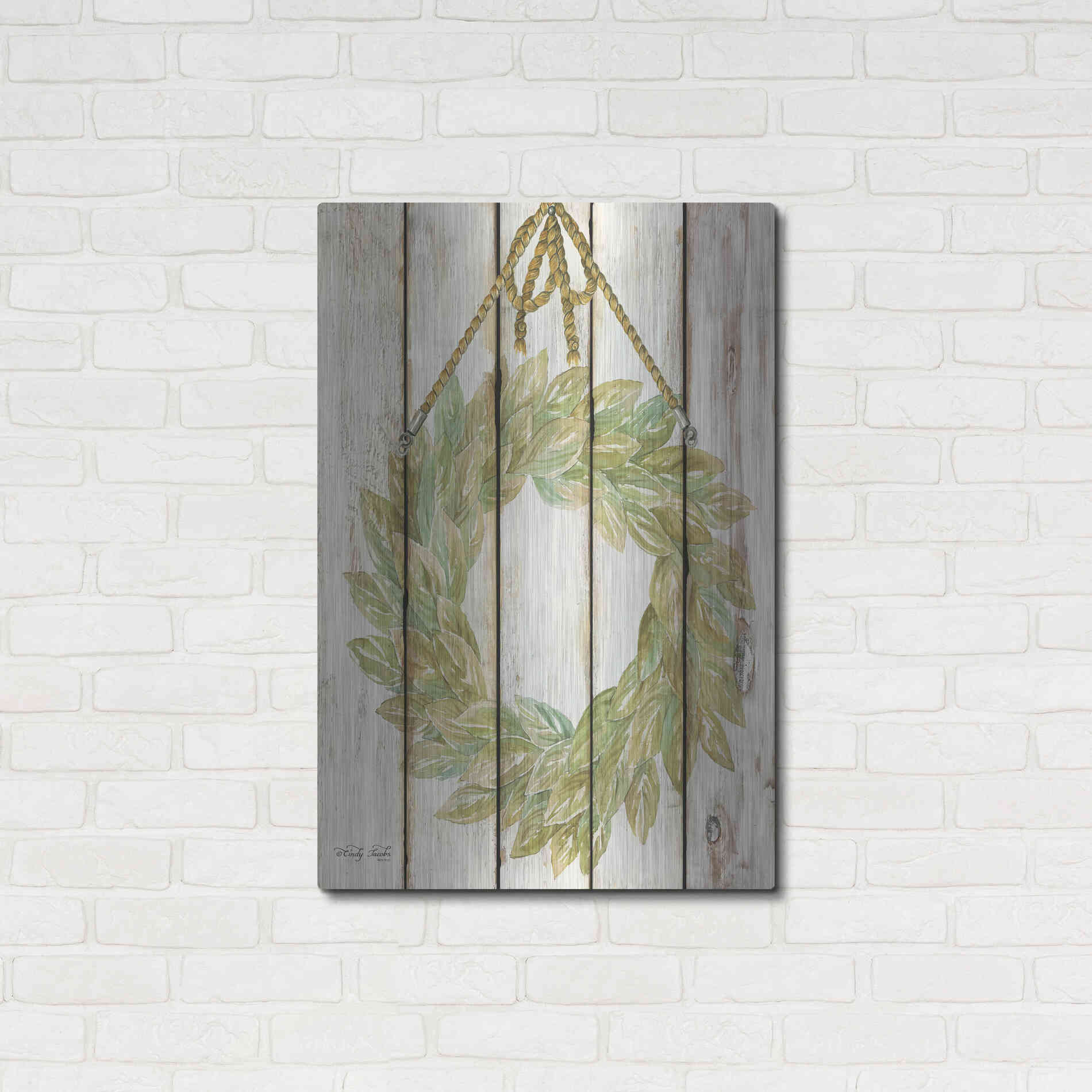 Luxe Metal Art 'Rope Hanging Wreath' by Cindy Jacobs, Metal Wall Art,24x36