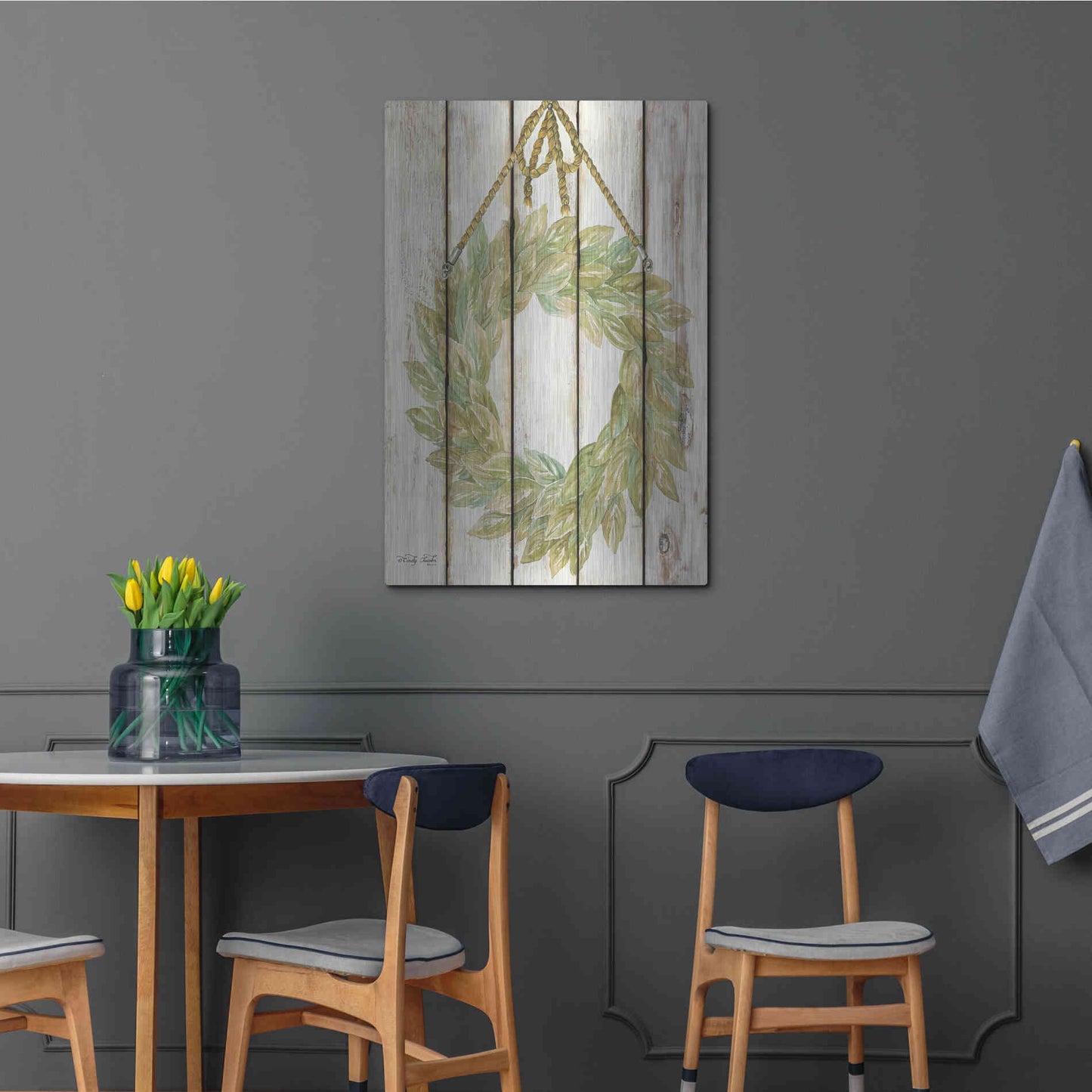 Luxe Metal Art 'Rope Hanging Wreath' by Cindy Jacobs, Metal Wall Art,24x36