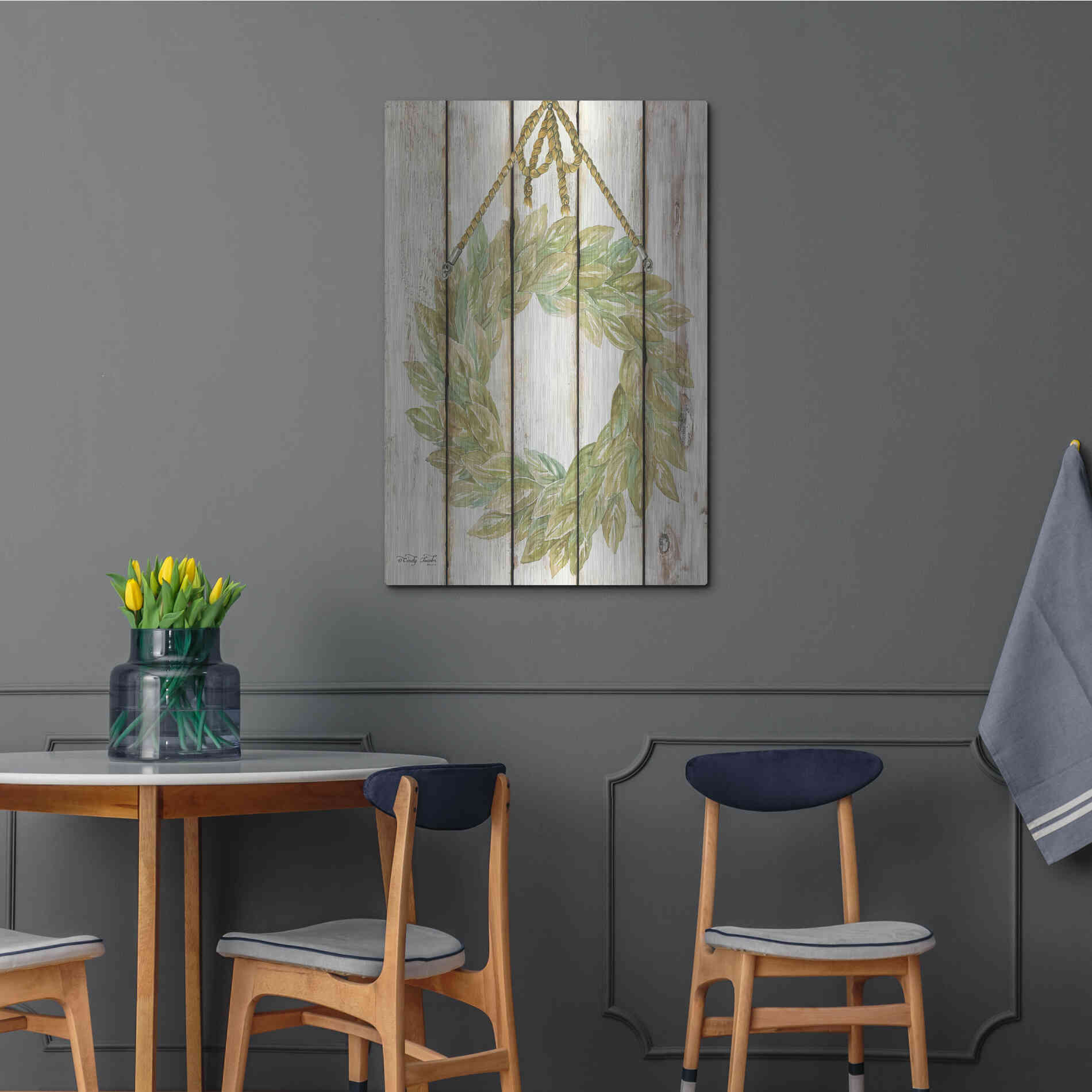 Luxe Metal Art 'Rope Hanging Wreath' by Cindy Jacobs, Metal Wall Art,24x36