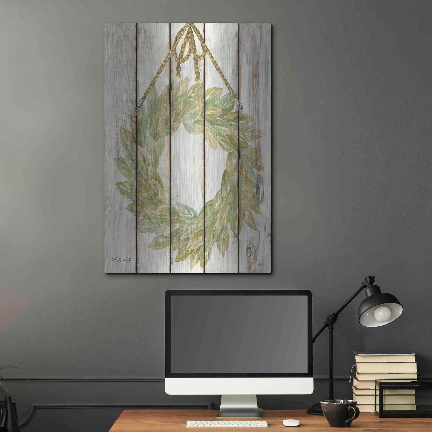 Luxe Metal Art 'Rope Hanging Wreath' by Cindy Jacobs, Metal Wall Art,24x36