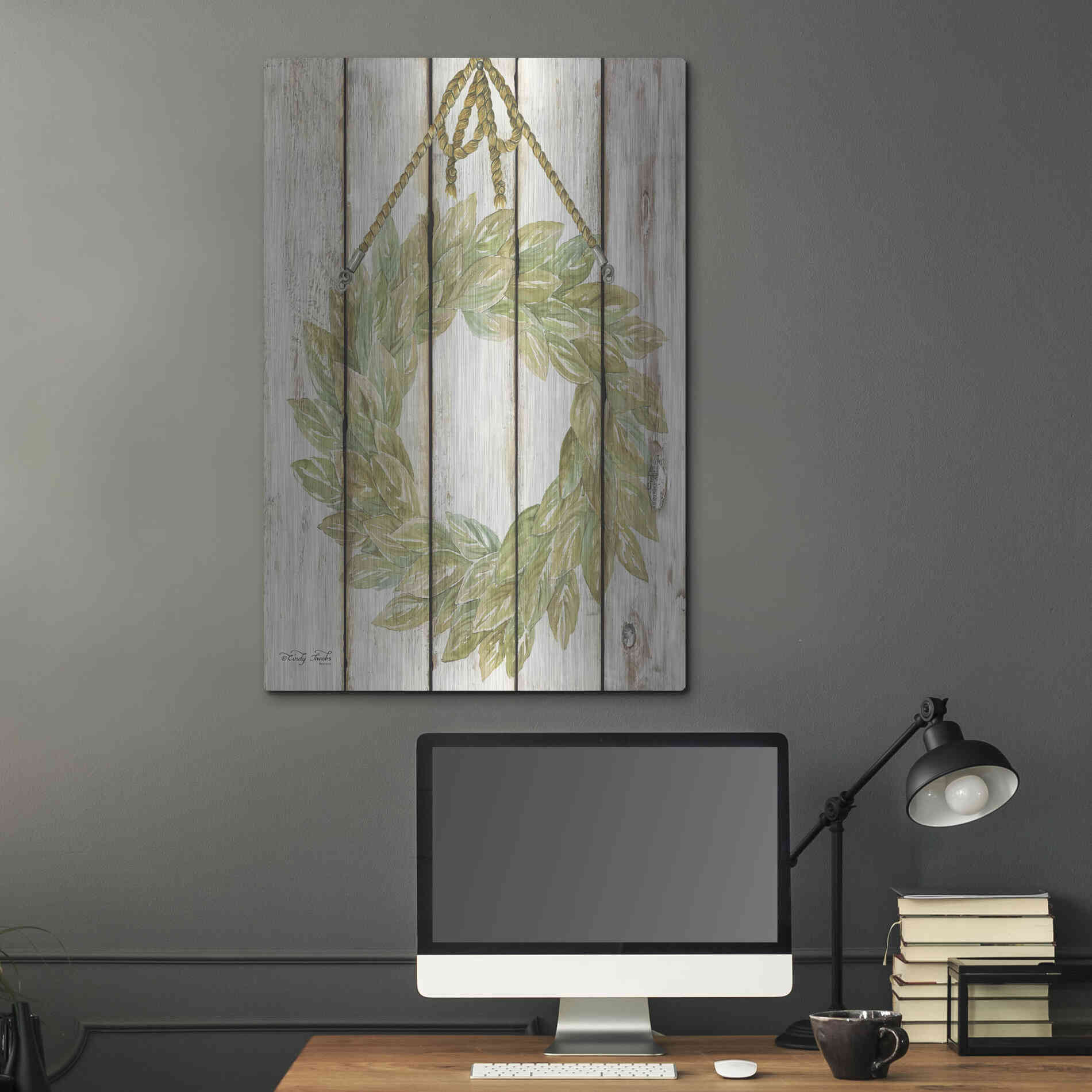 Luxe Metal Art 'Rope Hanging Wreath' by Cindy Jacobs, Metal Wall Art,24x36