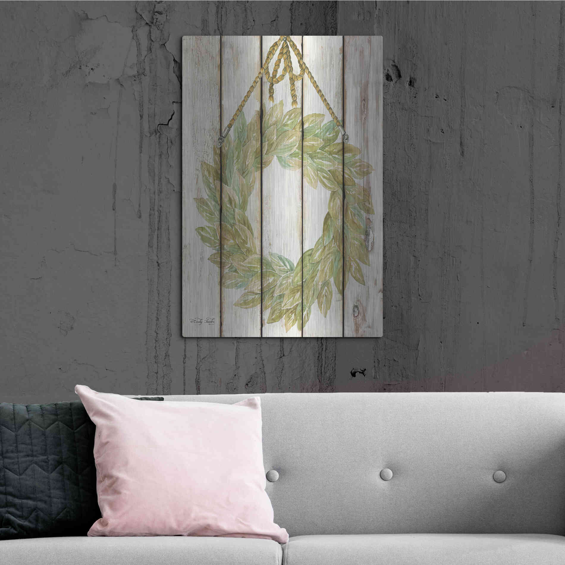 Luxe Metal Art 'Rope Hanging Wreath' by Cindy Jacobs, Metal Wall Art,24x36