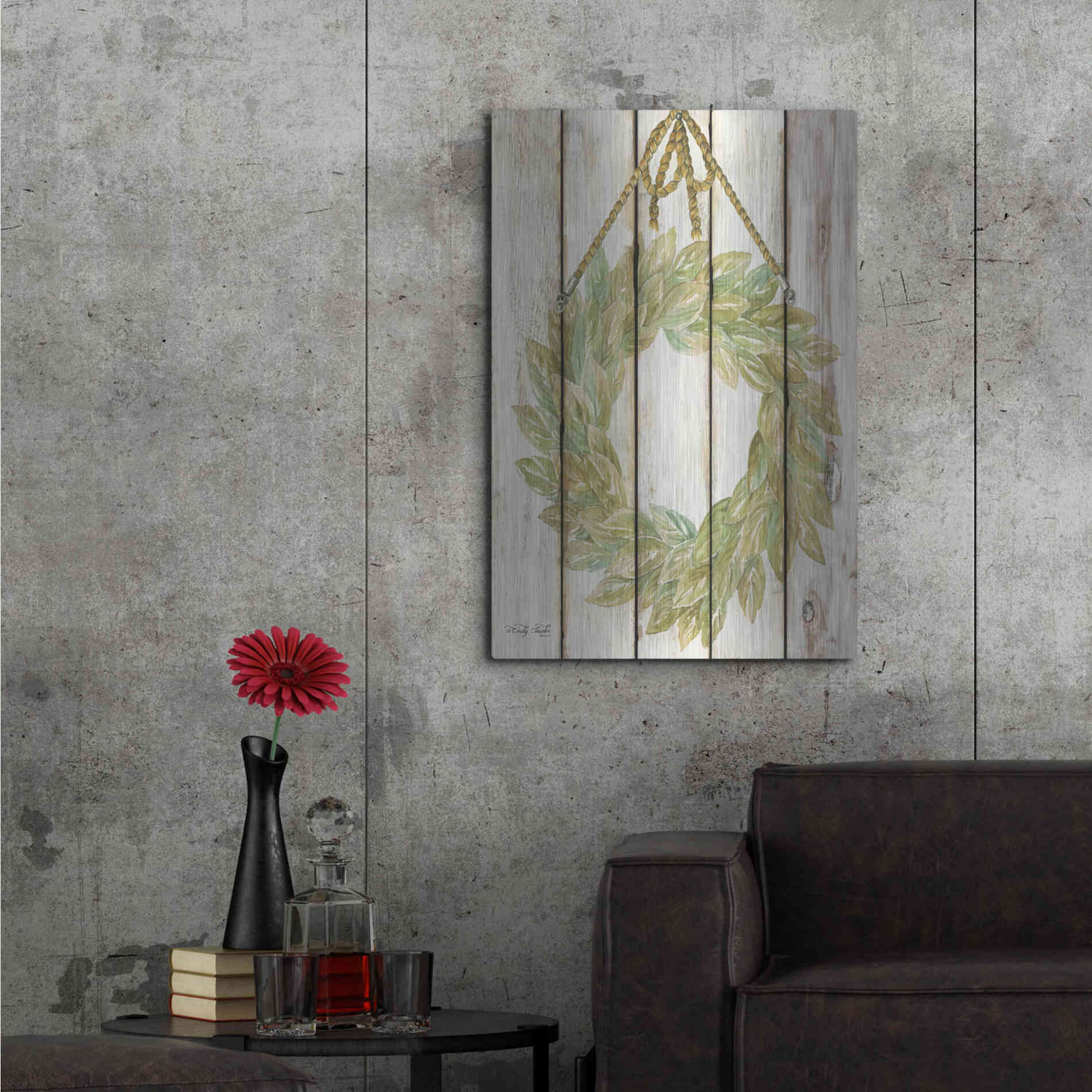 Luxe Metal Art 'Rope Hanging Wreath' by Cindy Jacobs, Metal Wall Art,24x36