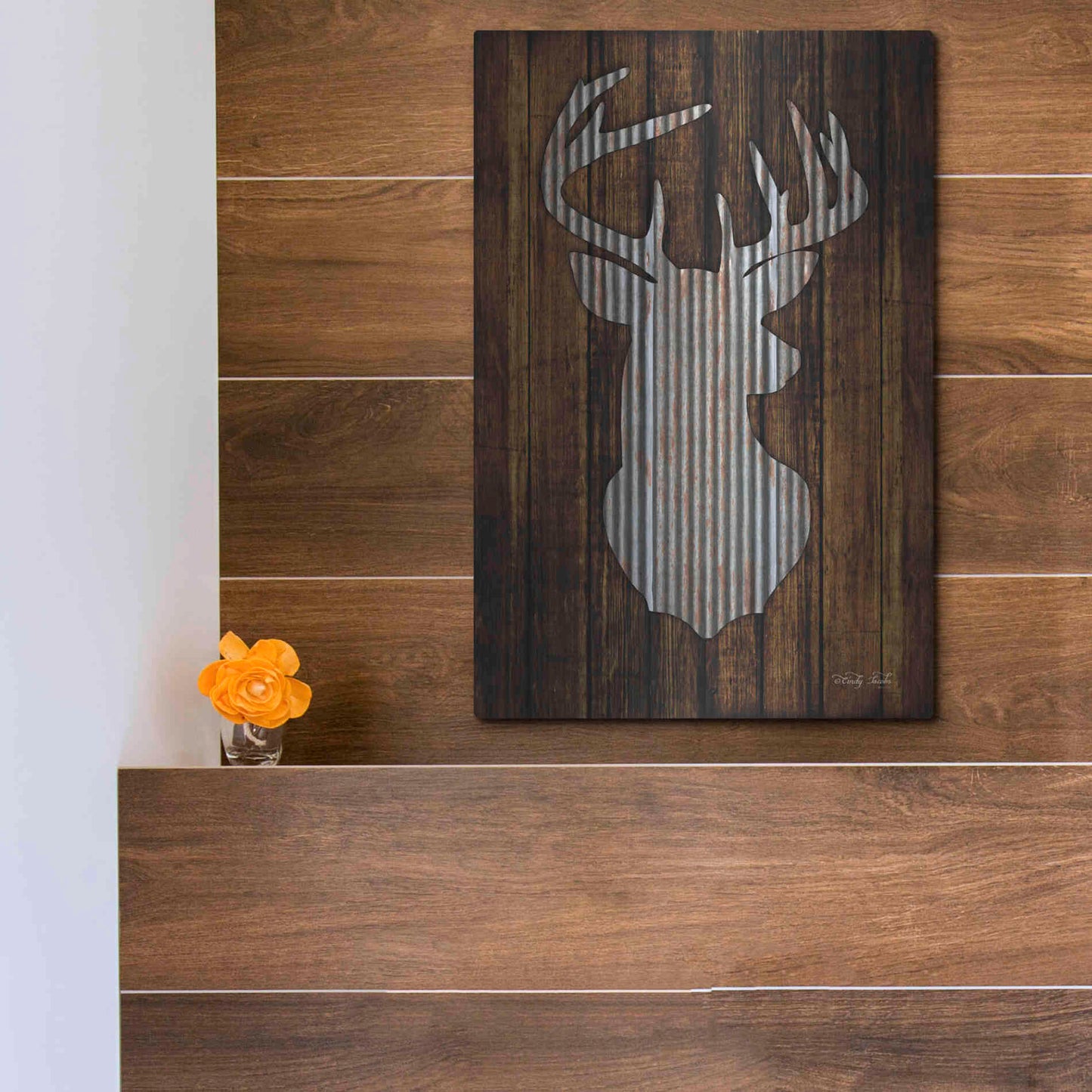 Luxe Metal Art 'Deer Head I' by Cindy Jacobs, Metal Wall Art,12x16