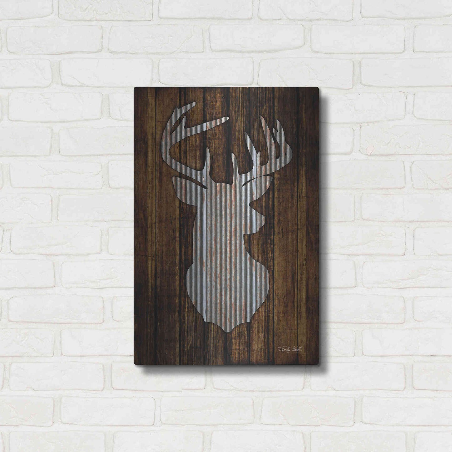 Luxe Metal Art 'Deer Head I' by Cindy Jacobs, Metal Wall Art,16x24