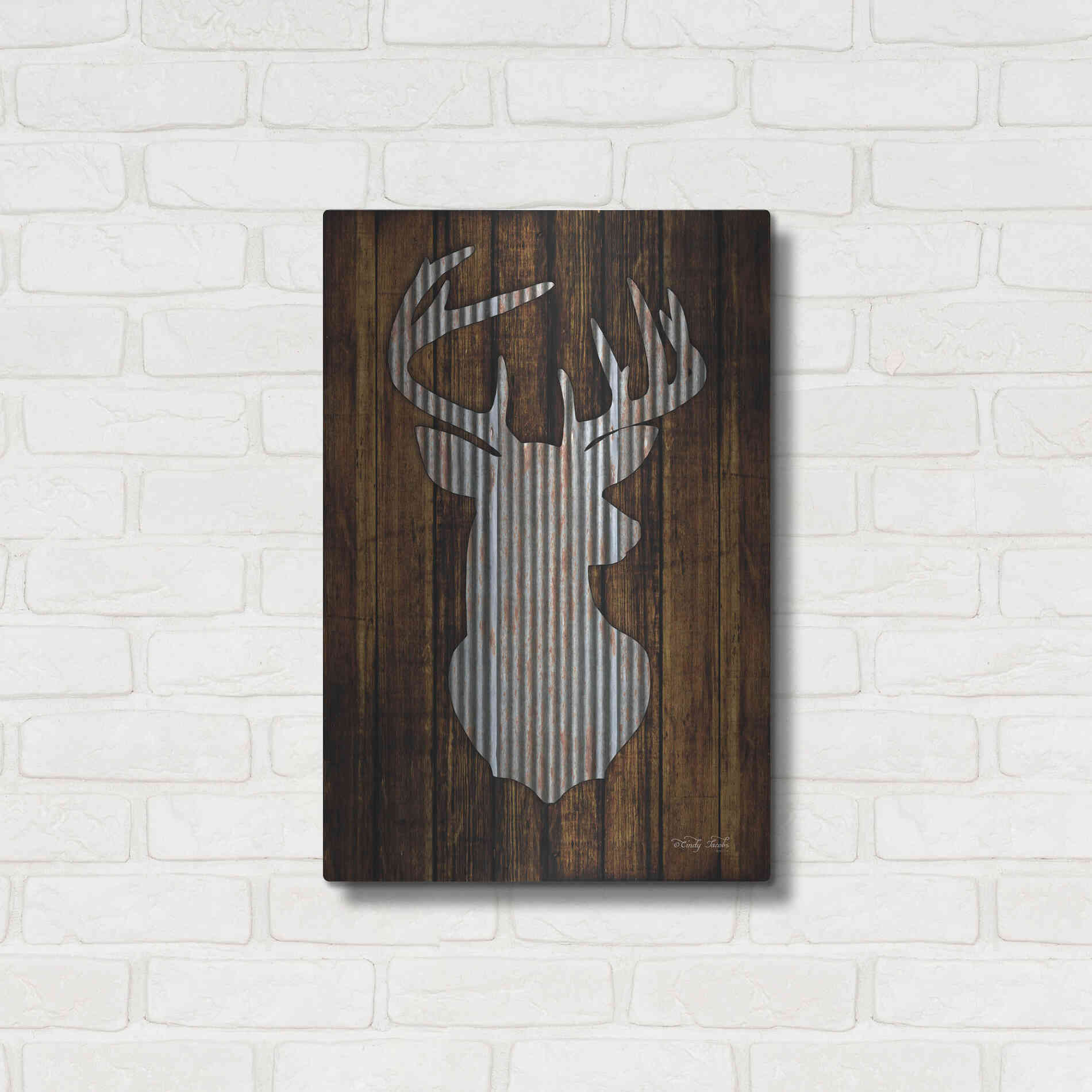 Luxe Metal Art 'Deer Head I' by Cindy Jacobs, Metal Wall Art,16x24