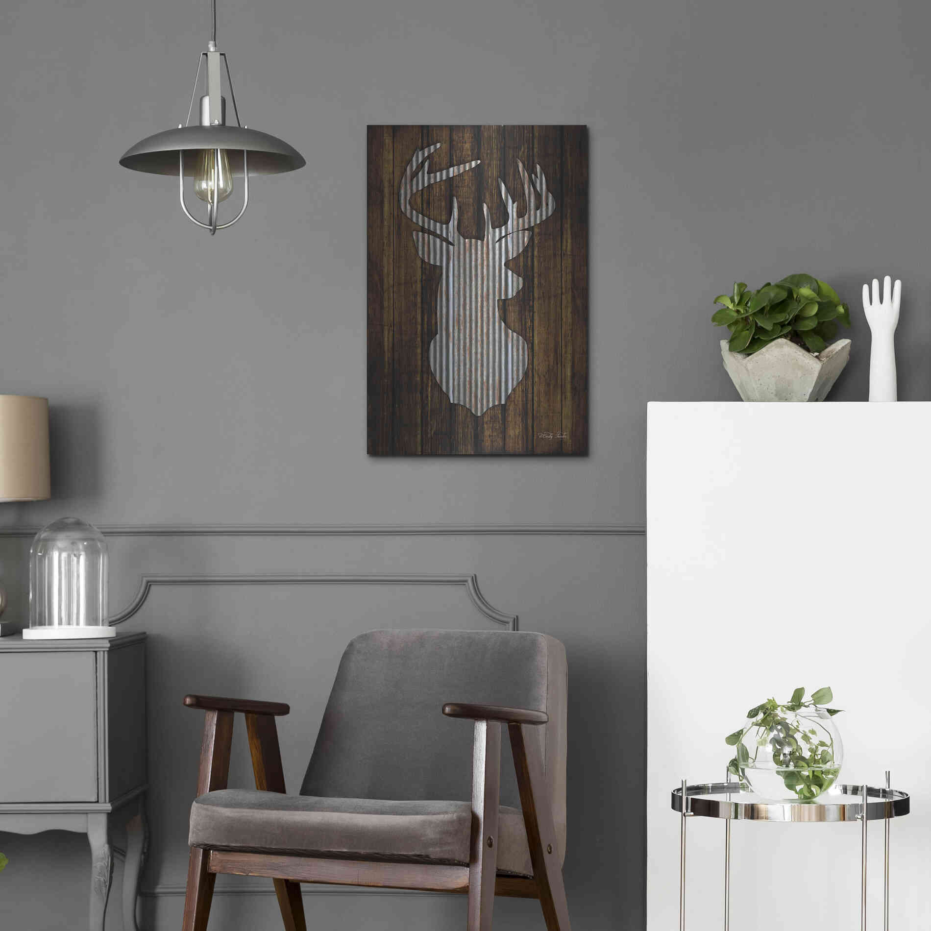 Luxe Metal Art 'Deer Head I' by Cindy Jacobs, Metal Wall Art,16x24