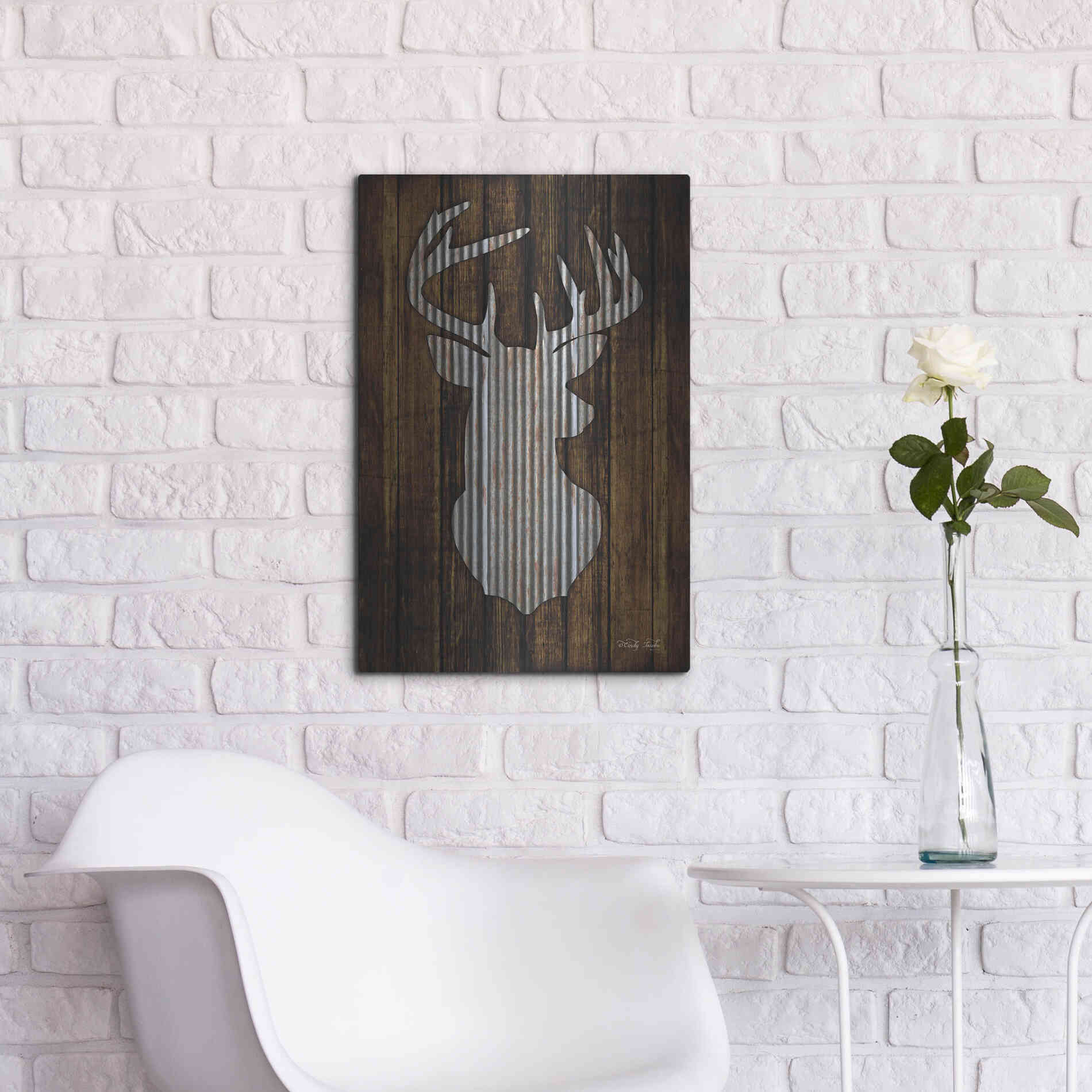 Luxe Metal Art 'Deer Head I' by Cindy Jacobs, Metal Wall Art,16x24