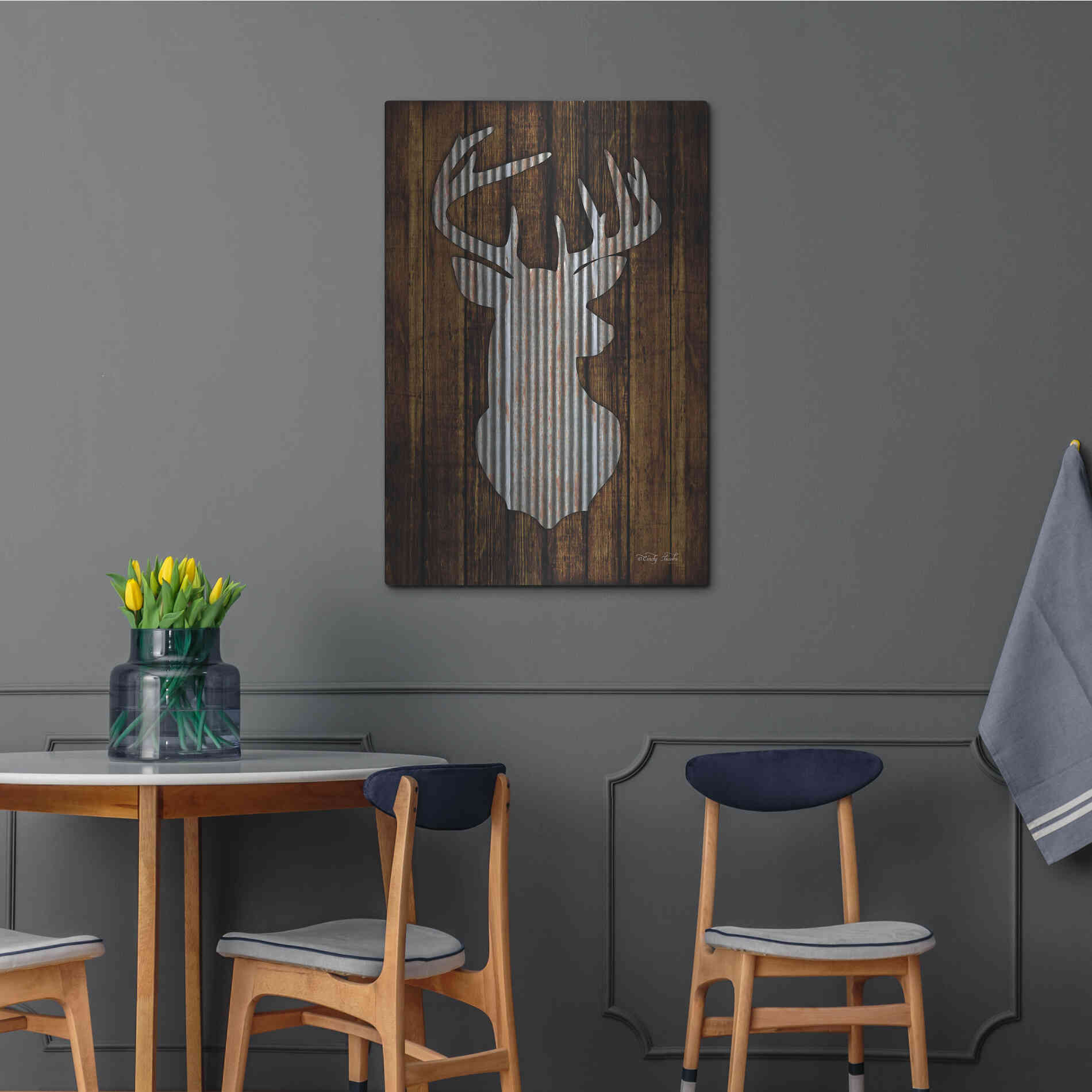 Luxe Metal Art 'Deer Head I' by Cindy Jacobs, Metal Wall Art,24x36