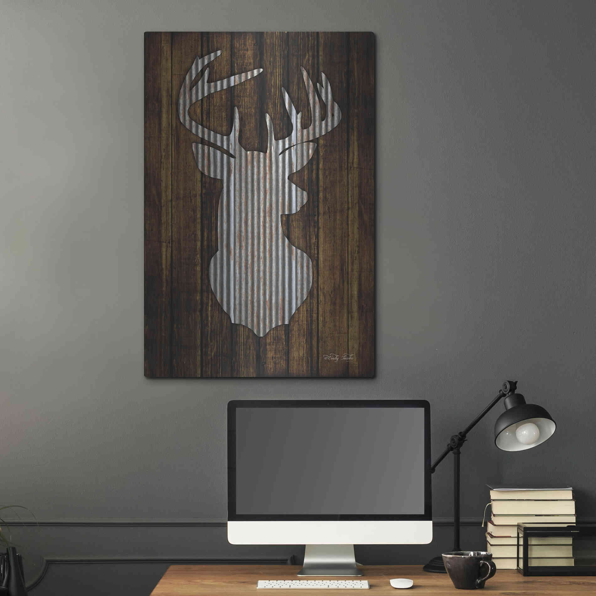 Luxe Metal Art 'Deer Head I' by Cindy Jacobs, Metal Wall Art,24x36