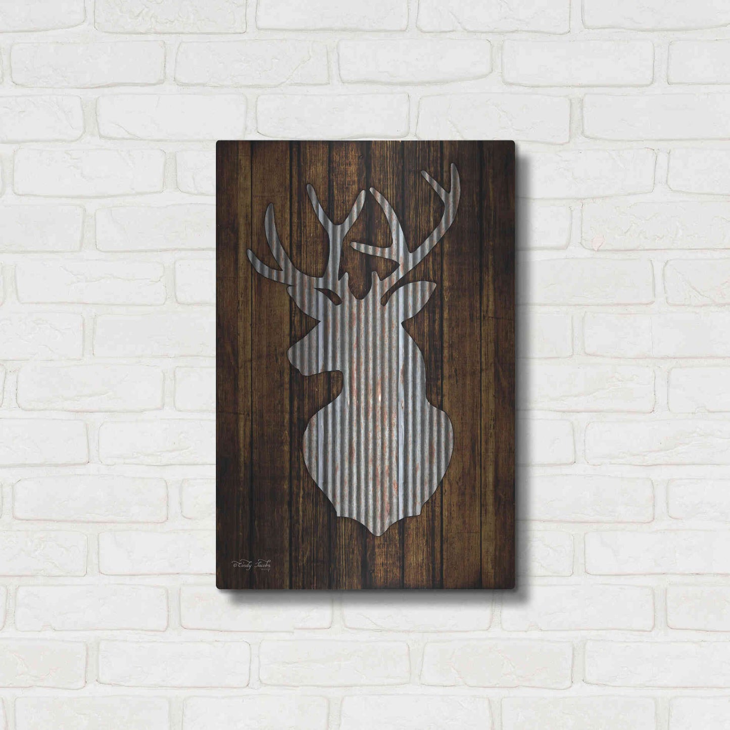 Luxe Metal Art 'Deer Head II' by Cindy Jacobs, Metal Wall Art,16x24