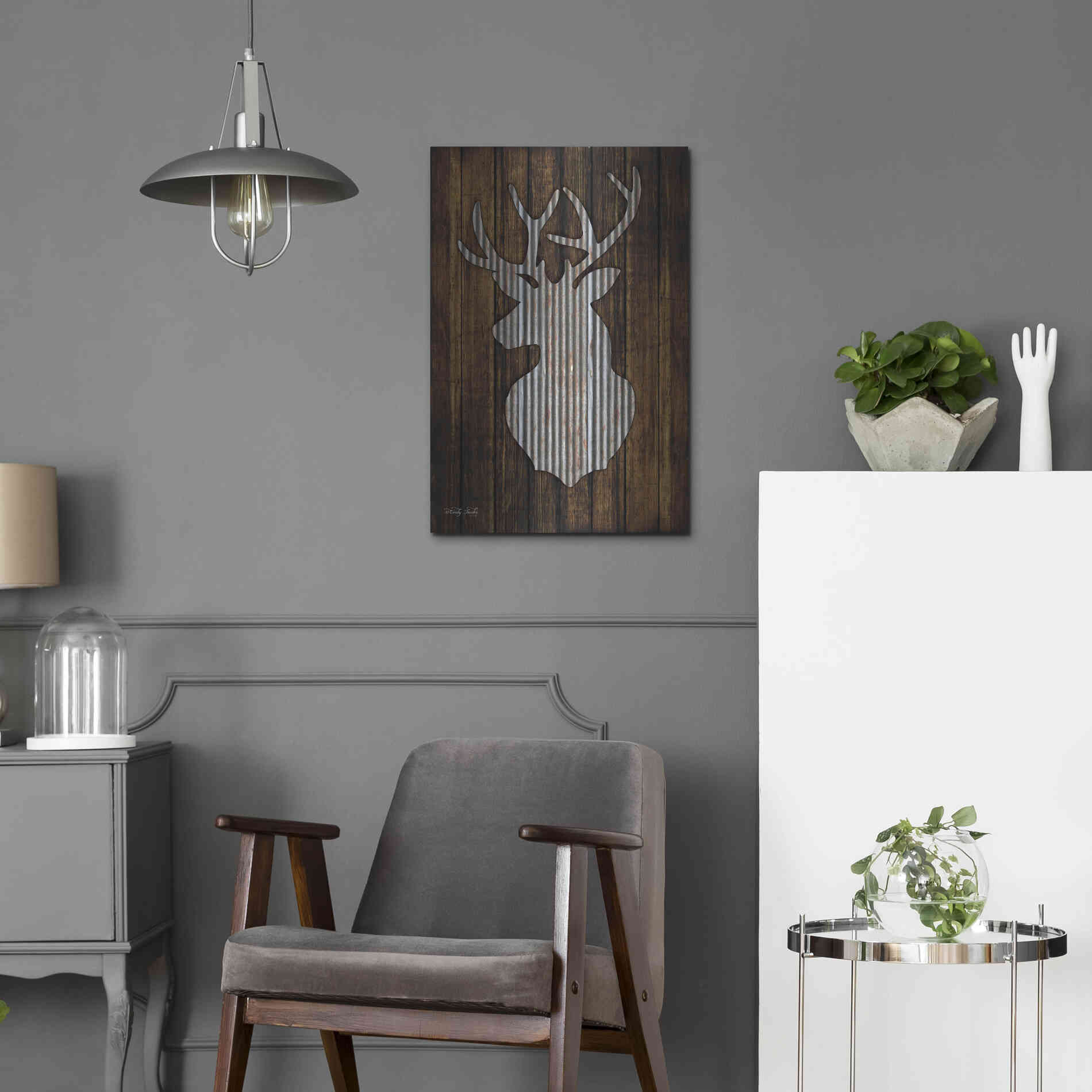 Luxe Metal Art 'Deer Head II' by Cindy Jacobs, Metal Wall Art,16x24