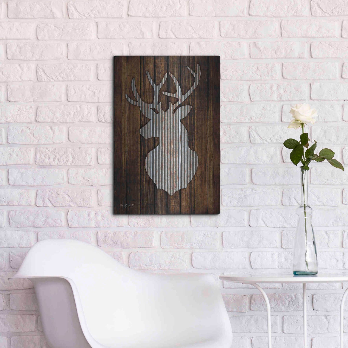 Luxe Metal Art 'Deer Head II' by Cindy Jacobs, Metal Wall Art,16x24