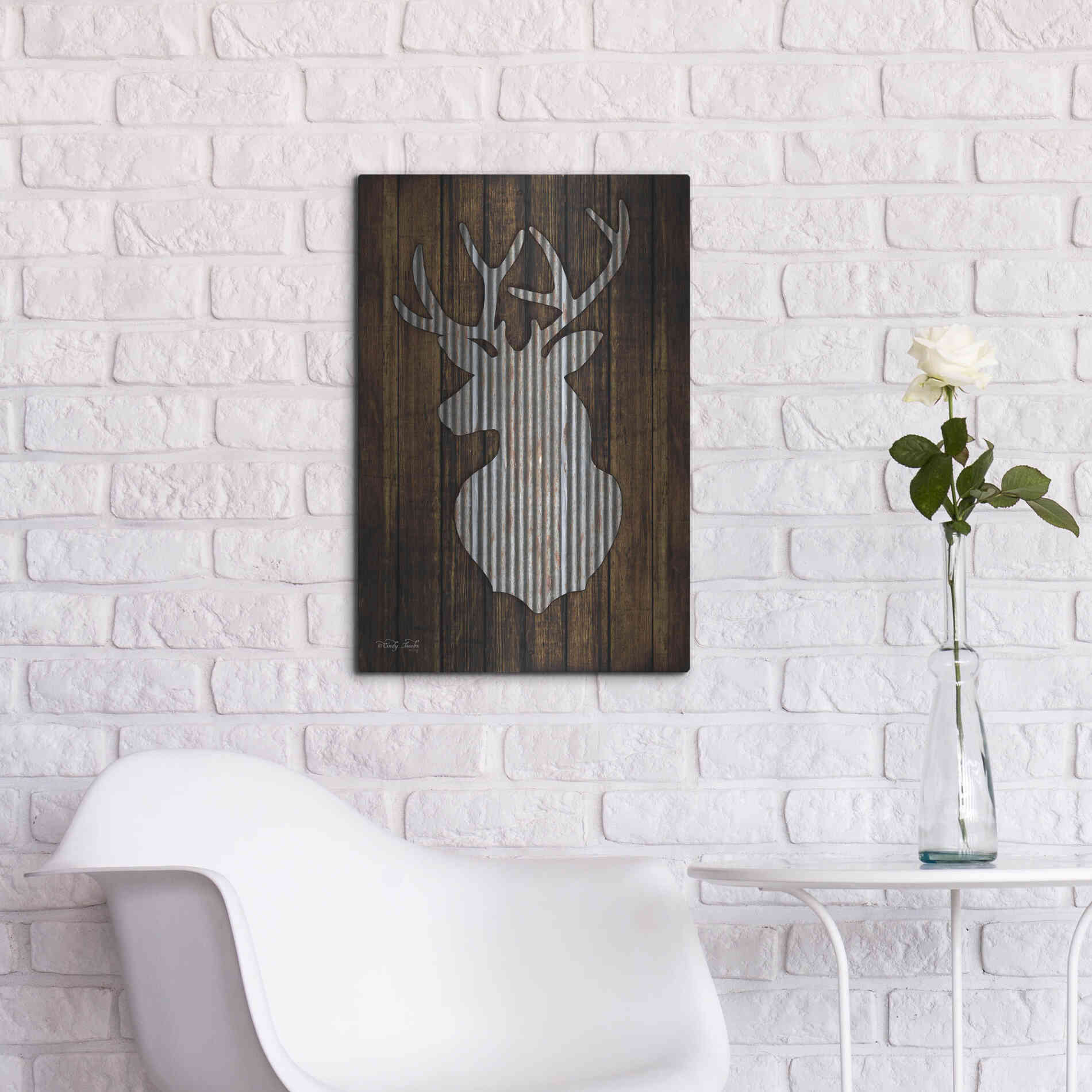 Luxe Metal Art 'Deer Head II' by Cindy Jacobs, Metal Wall Art,16x24