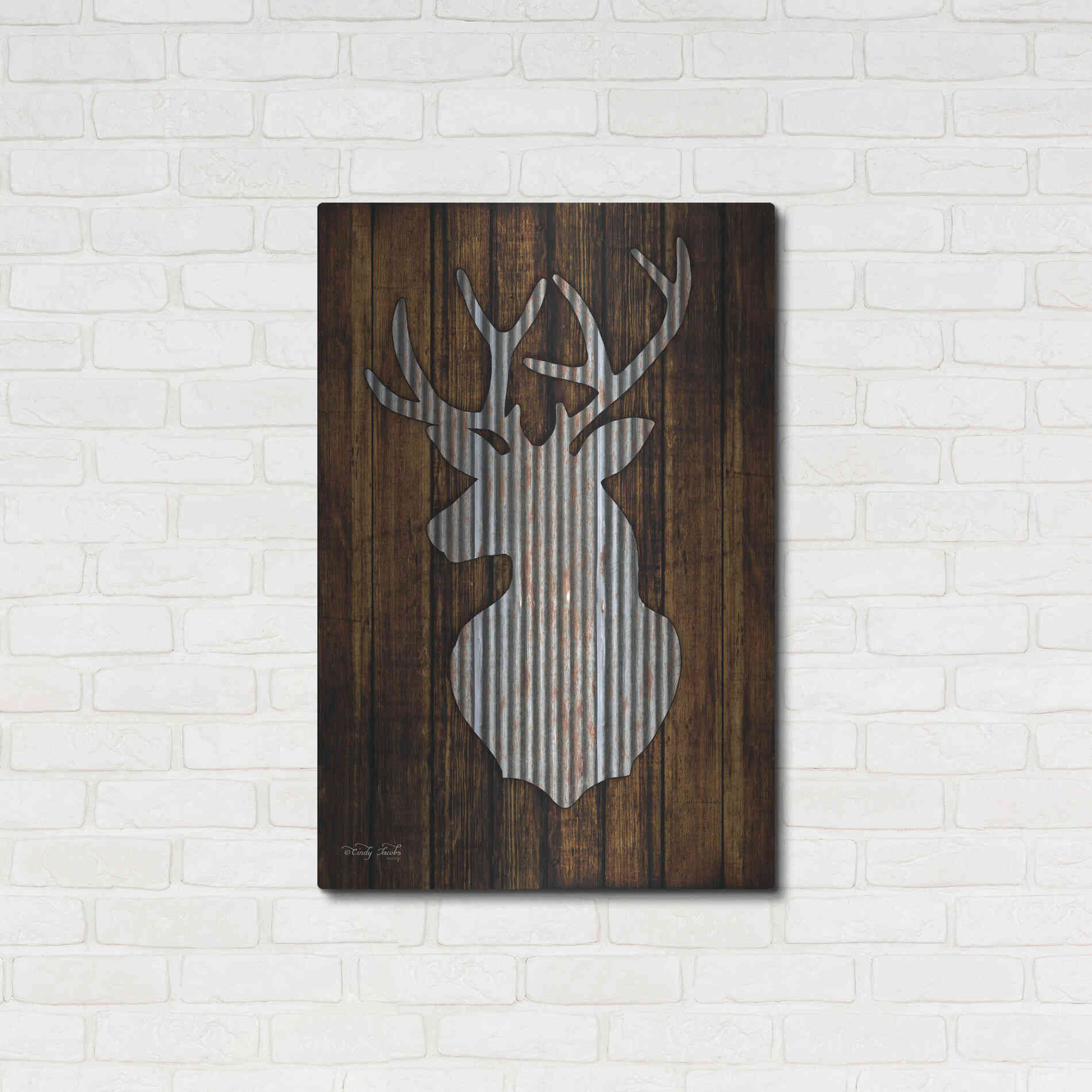 Luxe Metal Art 'Deer Head II' by Cindy Jacobs, Metal Wall Art,24x36