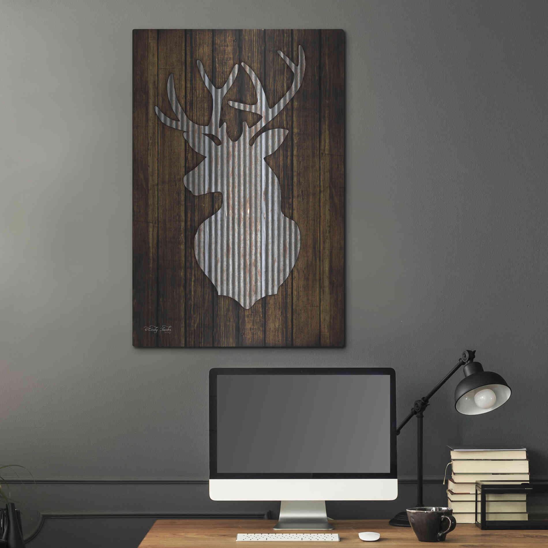 Luxe Metal Art 'Deer Head II' by Cindy Jacobs, Metal Wall Art,24x36