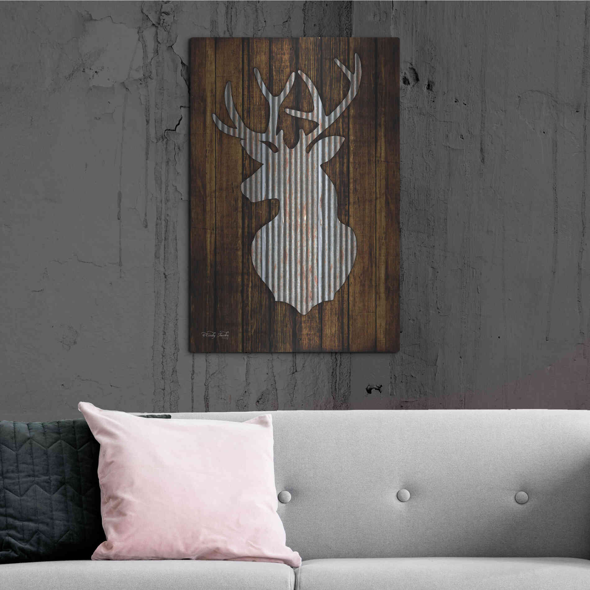Luxe Metal Art 'Deer Head II' by Cindy Jacobs, Metal Wall Art,24x36