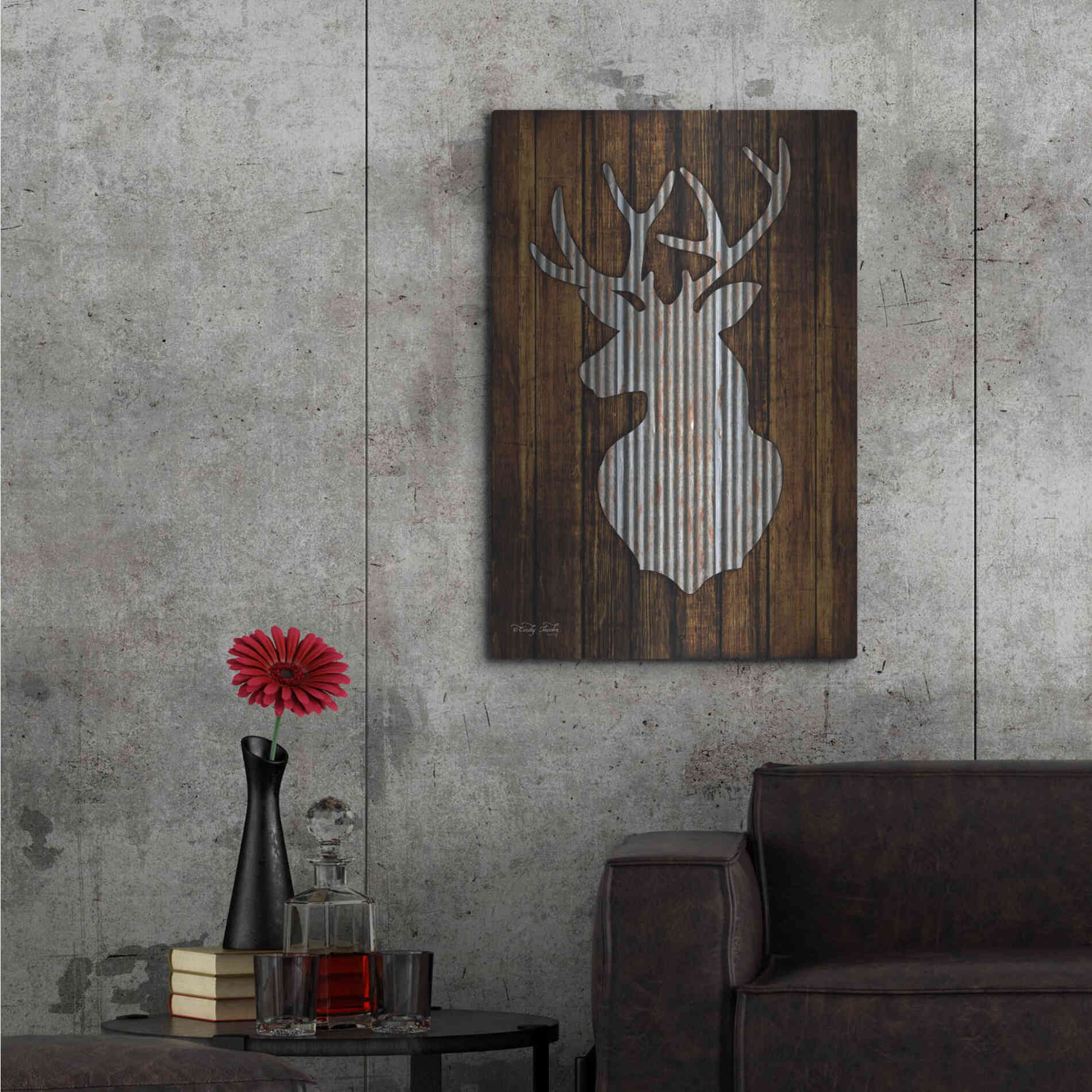 Luxe Metal Art 'Deer Head II' by Cindy Jacobs, Metal Wall Art,24x36