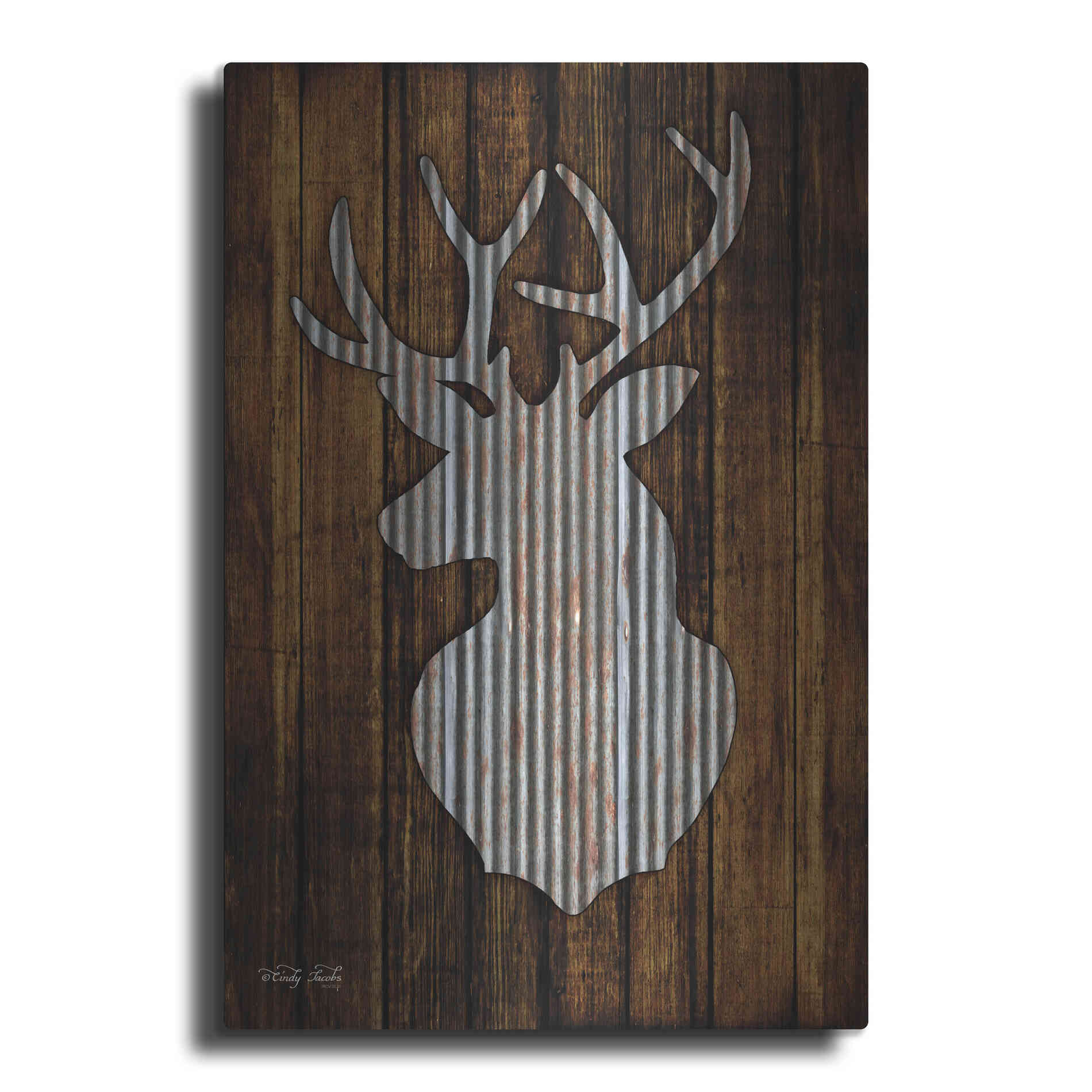 Luxe Metal Art 'Deer Head II' by Cindy Jacobs, Metal Wall Art