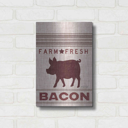 Luxe Metal Art 'Grain Sack Bacon' by Cindy Jacobs, Metal Wall Art,12x16