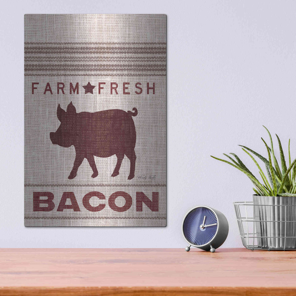 Luxe Metal Art 'Grain Sack Bacon' by Cindy Jacobs, Metal Wall Art,12x16
