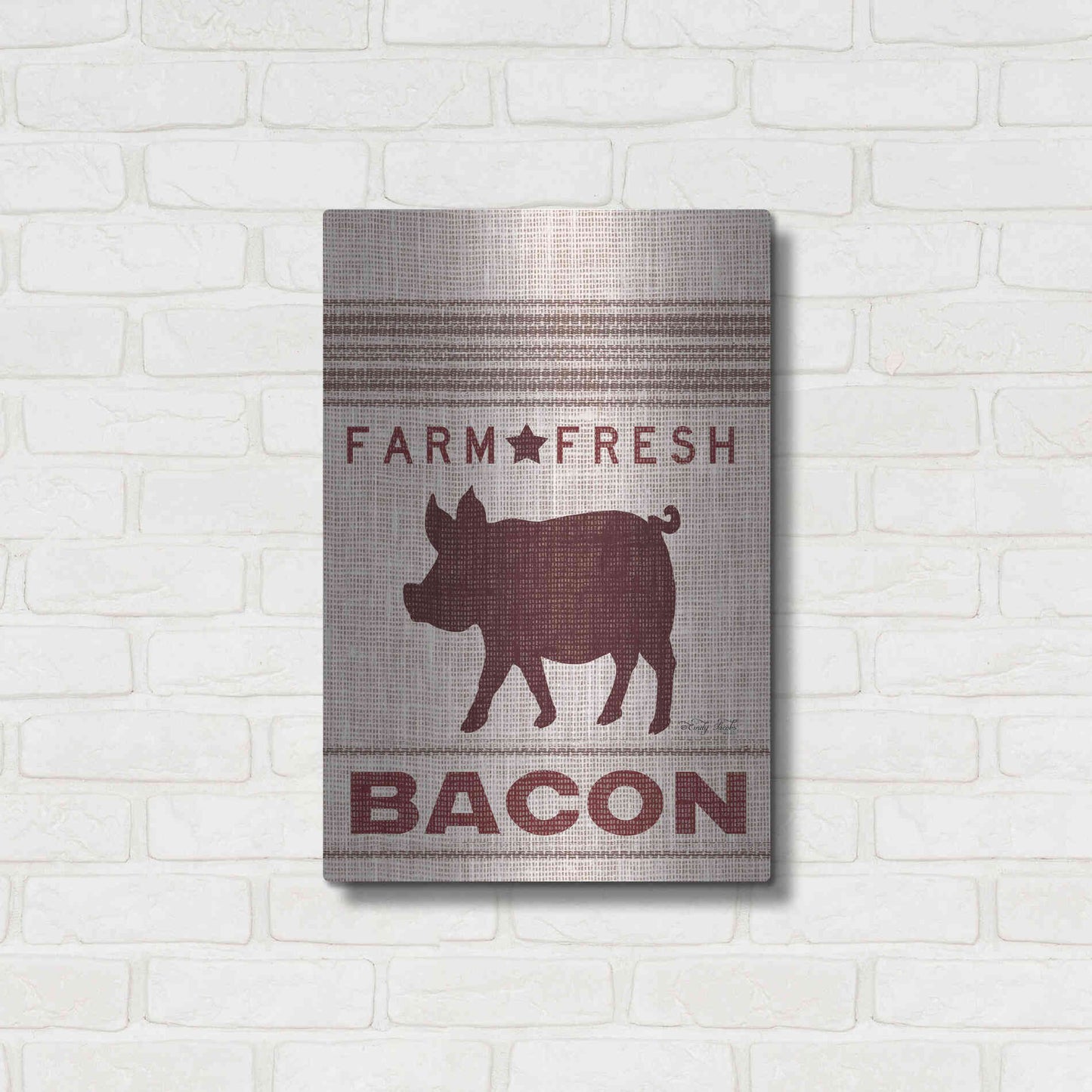 Luxe Metal Art 'Grain Sack Bacon' by Cindy Jacobs, Metal Wall Art,16x24