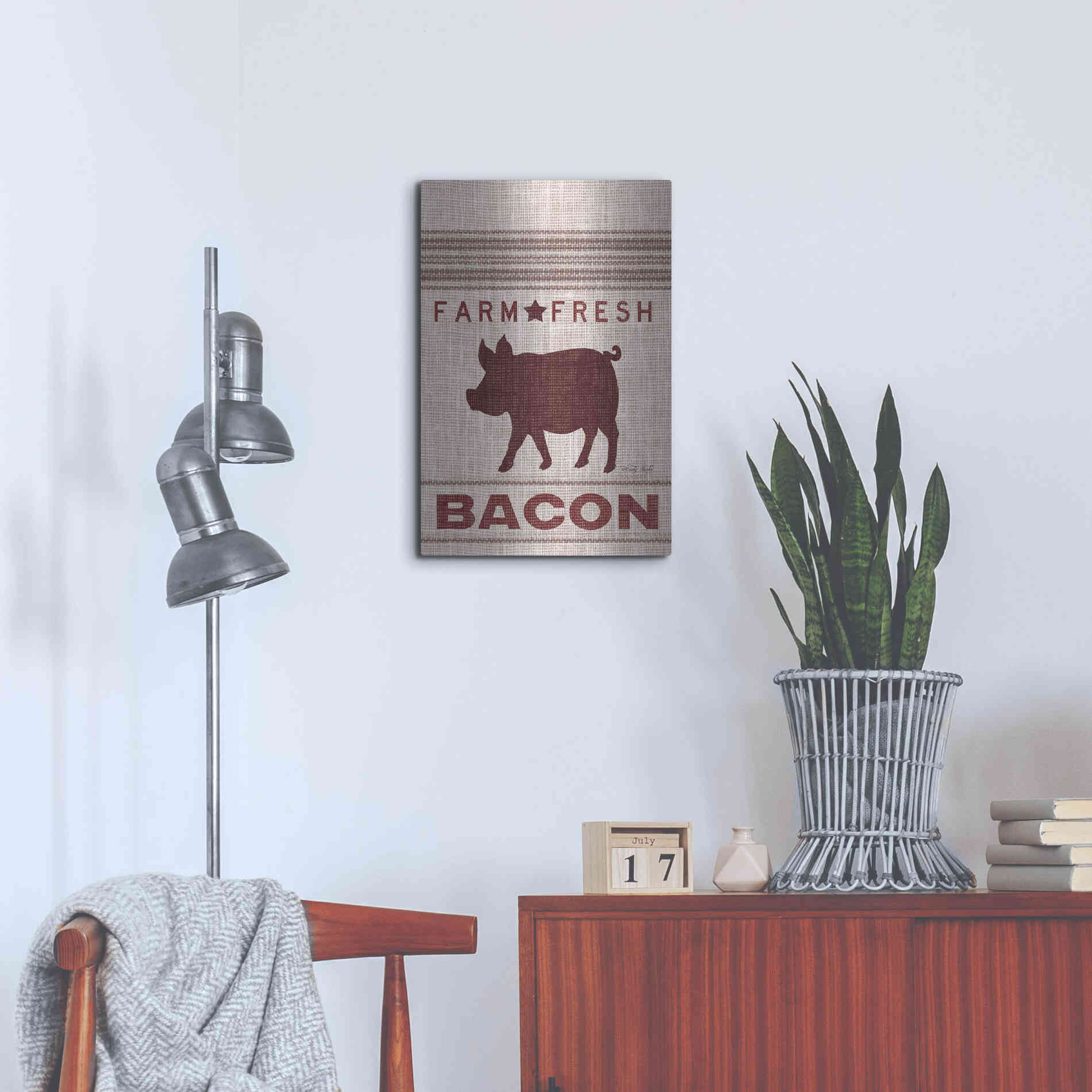 Luxe Metal Art 'Grain Sack Bacon' by Cindy Jacobs, Metal Wall Art,16x24