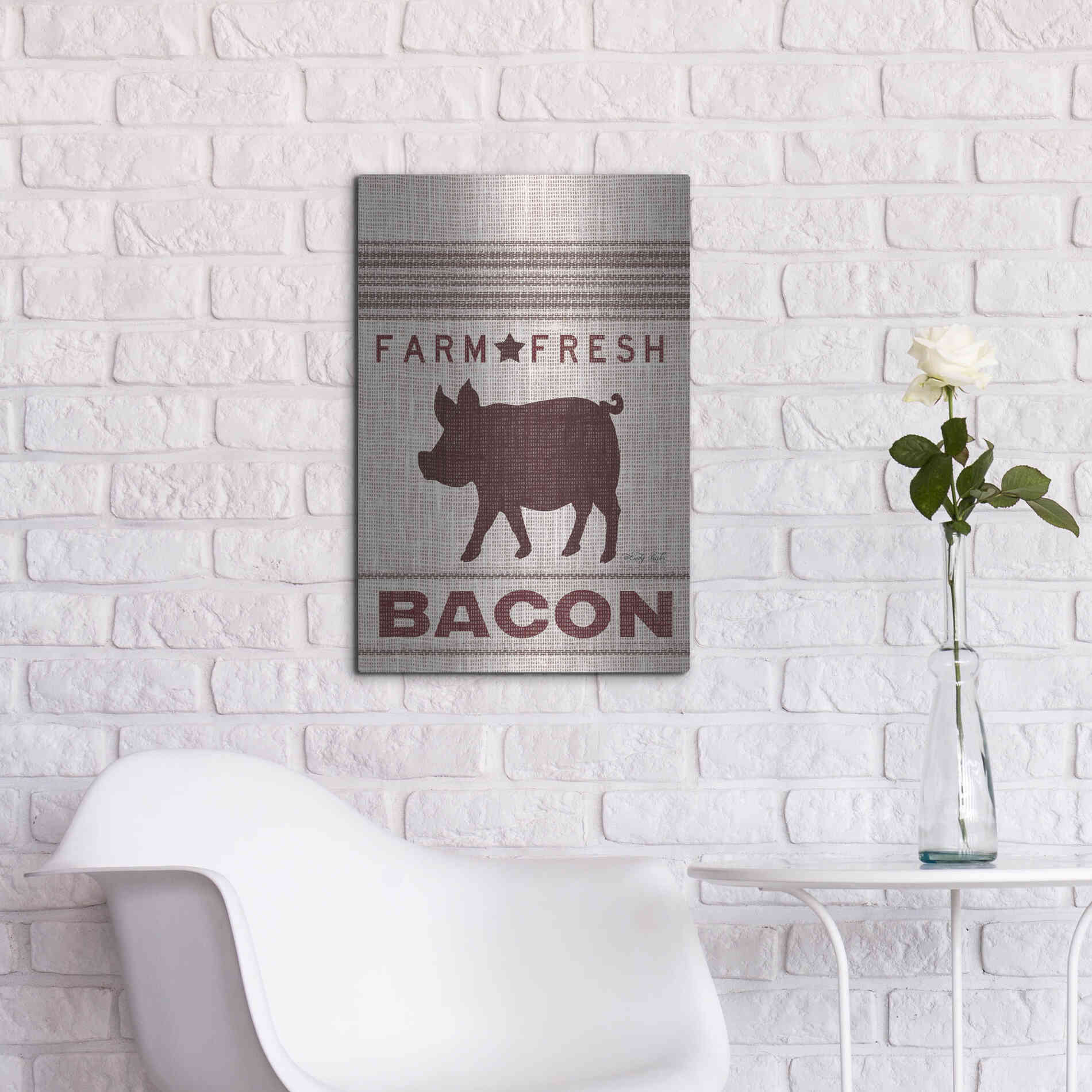 Luxe Metal Art 'Grain Sack Bacon' by Cindy Jacobs, Metal Wall Art,16x24