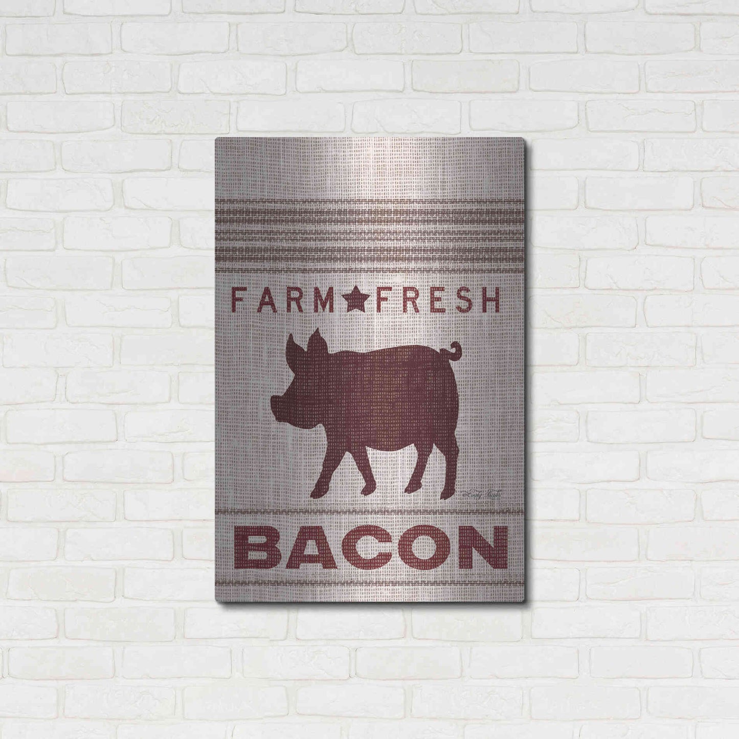 Luxe Metal Art 'Grain Sack Bacon' by Cindy Jacobs, Metal Wall Art,24x36