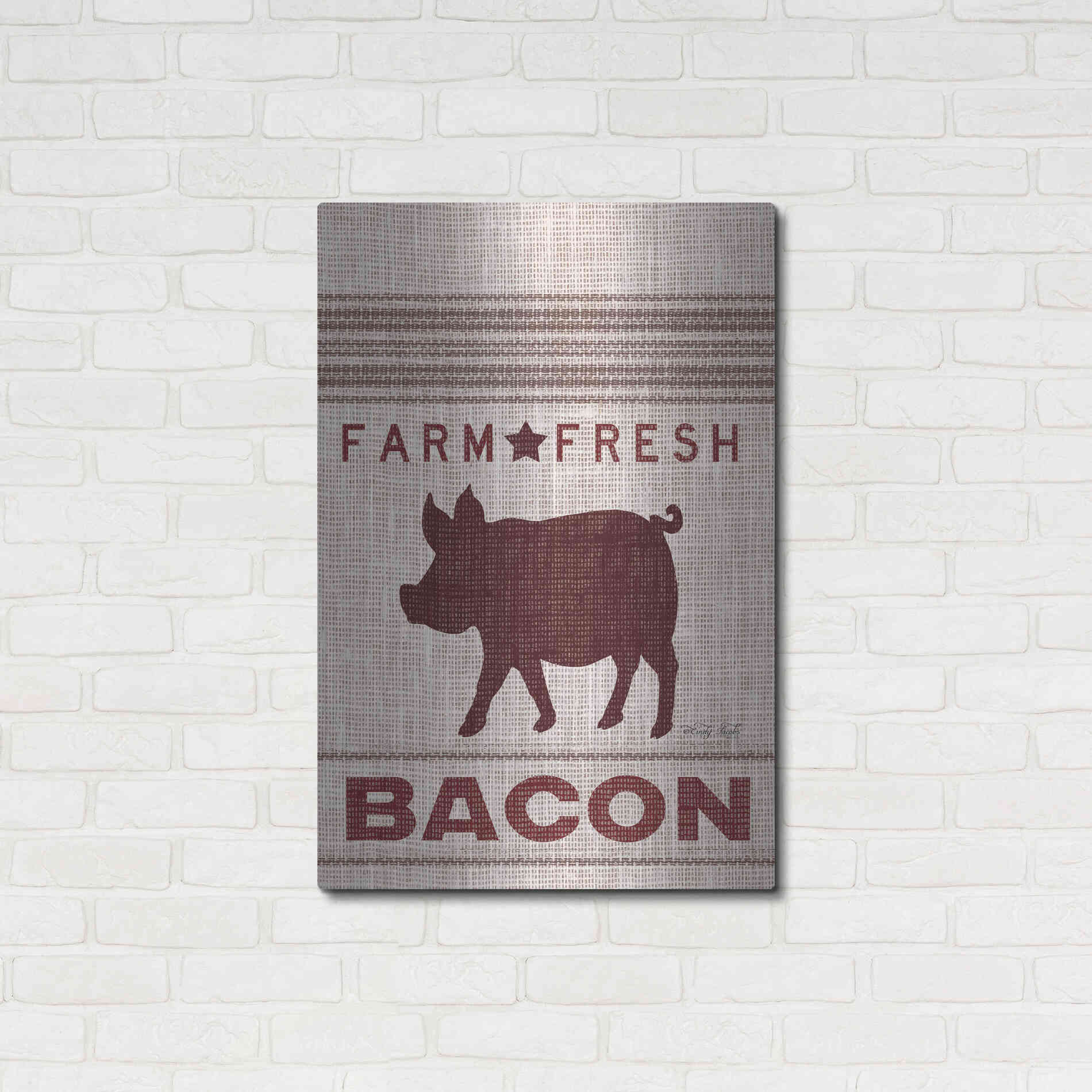 Luxe Metal Art 'Grain Sack Bacon' by Cindy Jacobs, Metal Wall Art,24x36