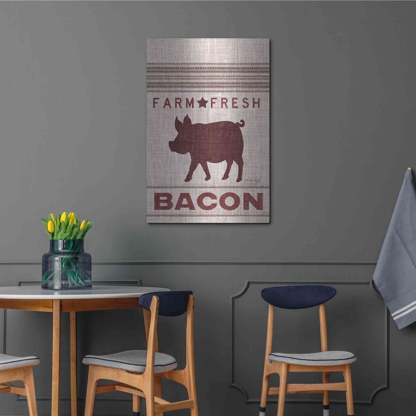 Luxe Metal Art 'Grain Sack Bacon' by Cindy Jacobs, Metal Wall Art,24x36