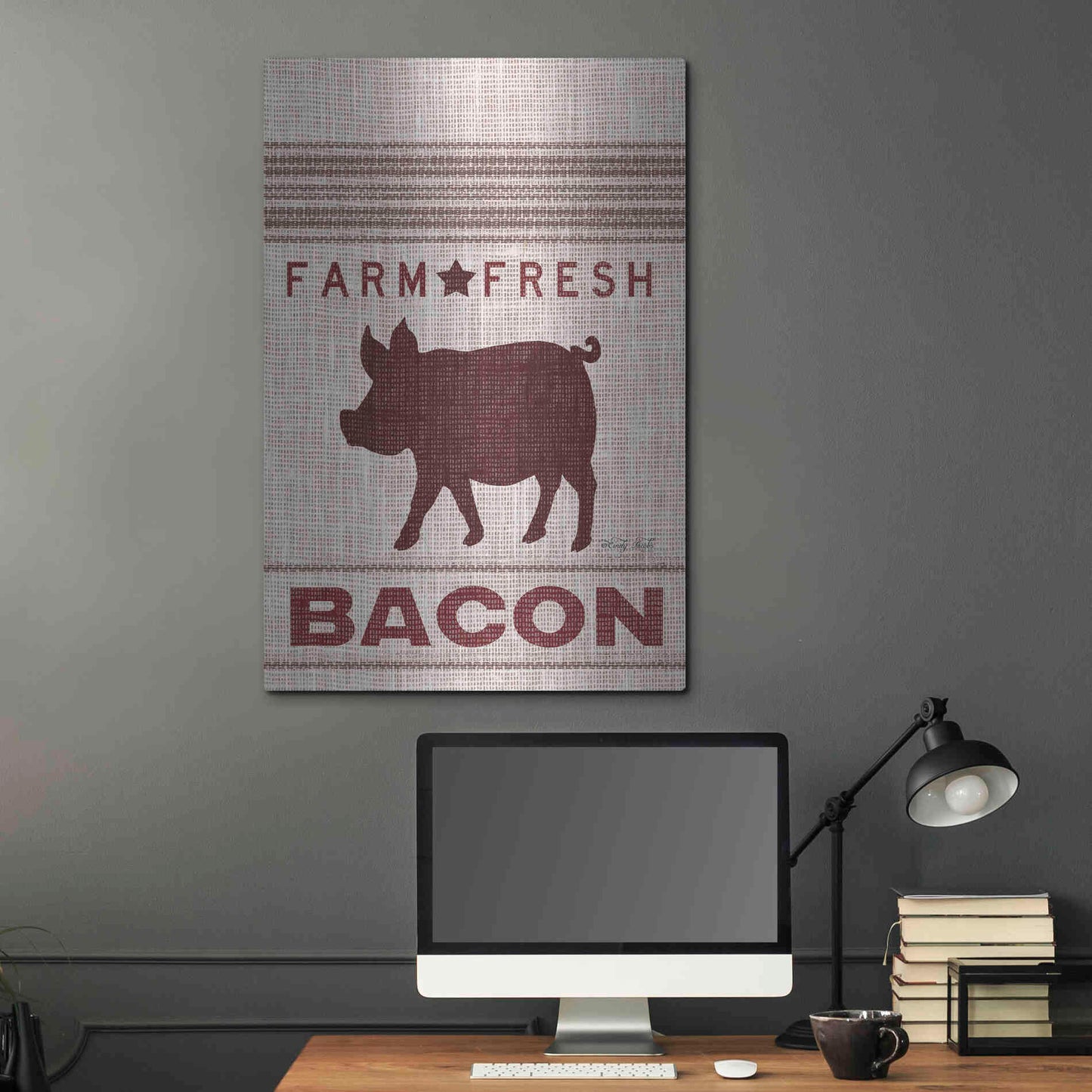 Luxe Metal Art 'Grain Sack Bacon' by Cindy Jacobs, Metal Wall Art,24x36