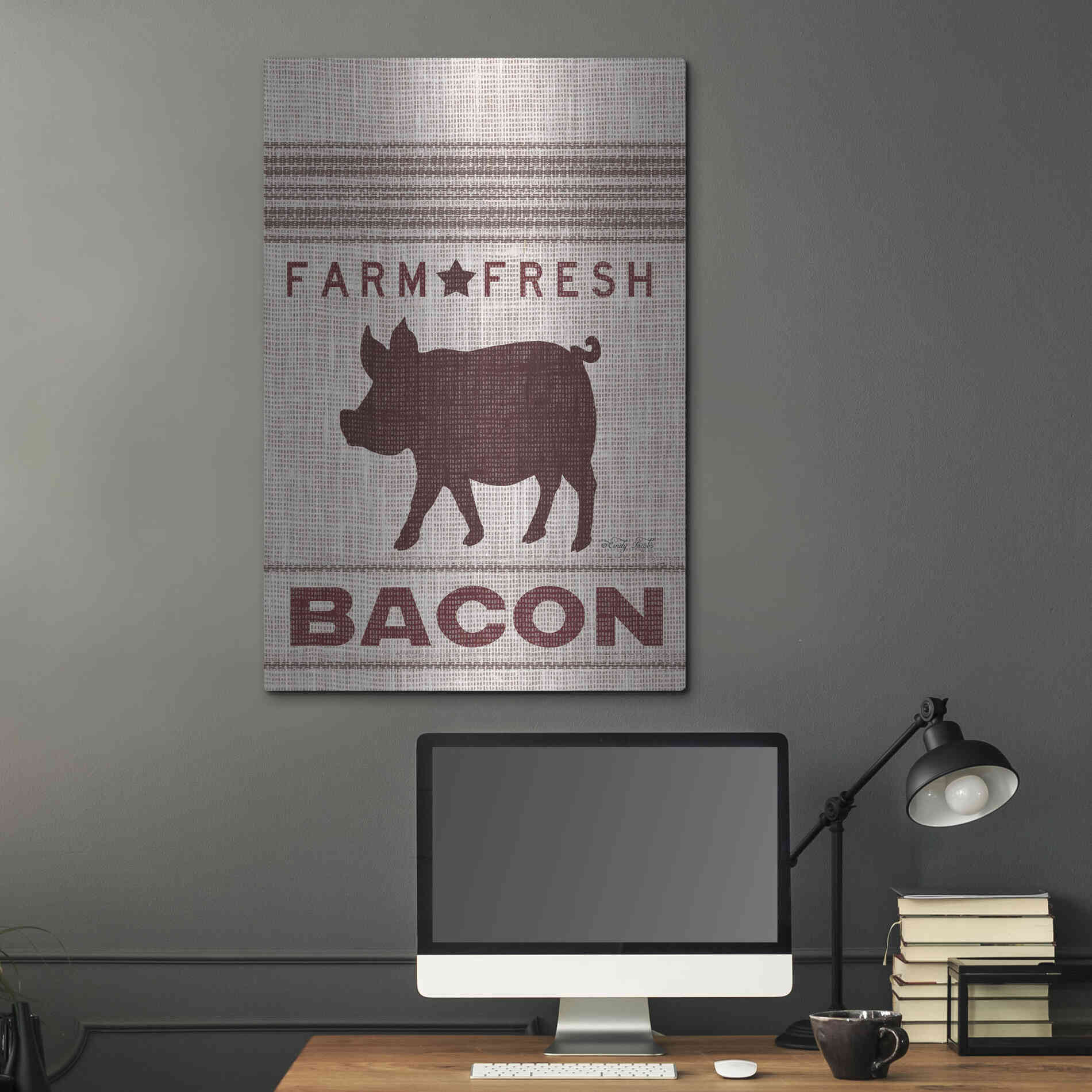 Luxe Metal Art 'Grain Sack Bacon' by Cindy Jacobs, Metal Wall Art,24x36