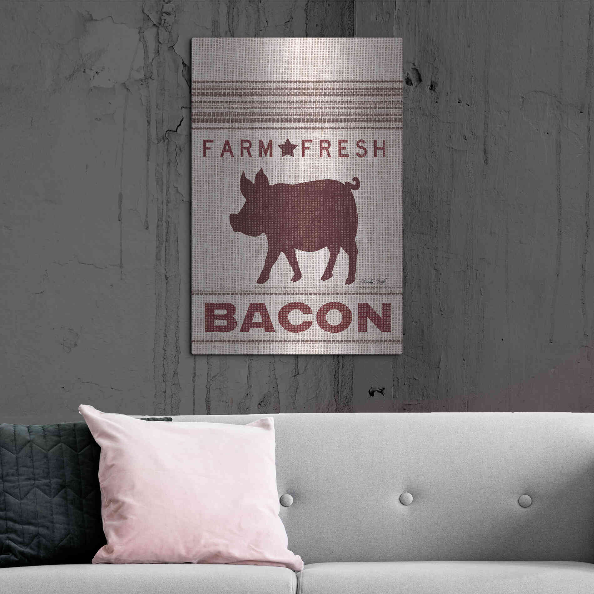 Luxe Metal Art 'Grain Sack Bacon' by Cindy Jacobs, Metal Wall Art,24x36