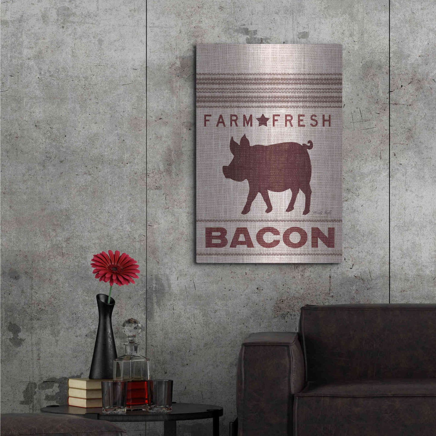 Luxe Metal Art 'Grain Sack Bacon' by Cindy Jacobs, Metal Wall Art,24x36