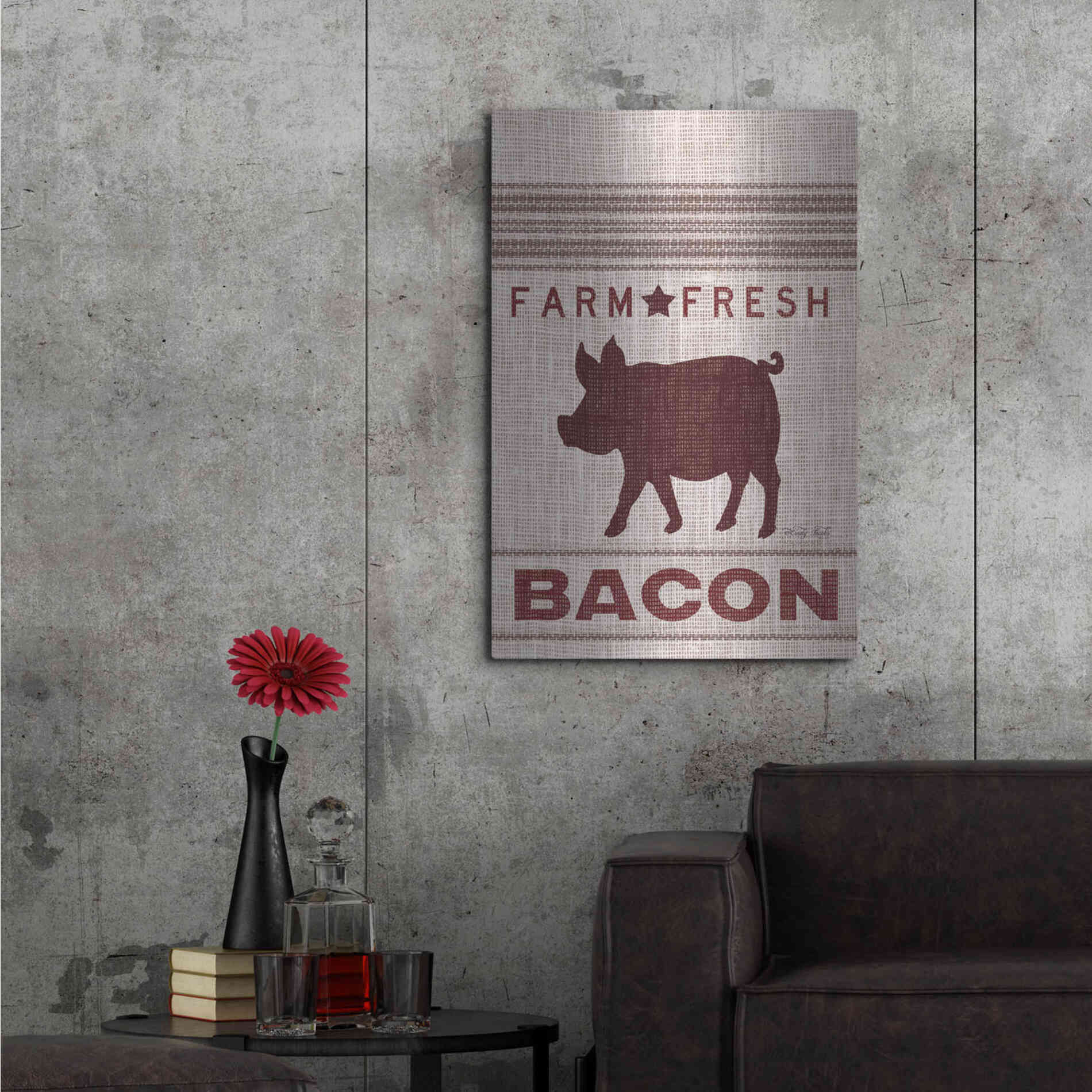Luxe Metal Art 'Grain Sack Bacon' by Cindy Jacobs, Metal Wall Art,24x36
