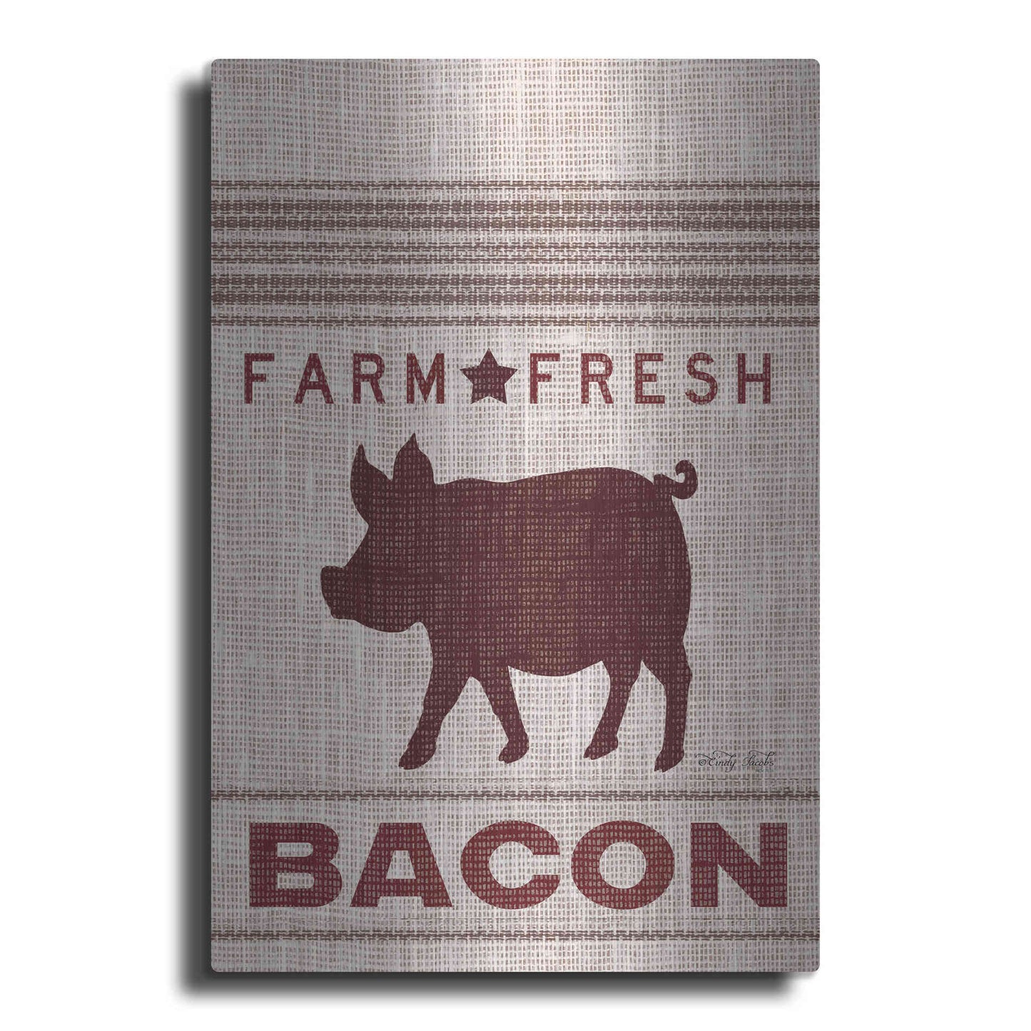 Luxe Metal Art 'Grain Sack Bacon' by Cindy Jacobs, Metal Wall Art
