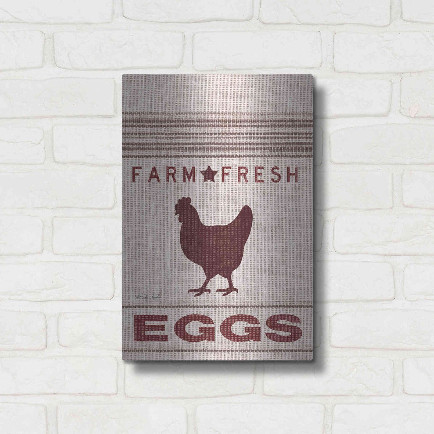 Luxe Metal Art 'Grain Sack Eggs' by Cindy Jacobs, Metal Wall Art,12x16