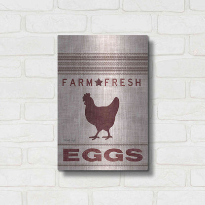 Luxe Metal Art 'Grain Sack Eggs' by Cindy Jacobs, Metal Wall Art,12x16