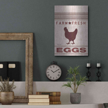 Luxe Metal Art 'Grain Sack Eggs' by Cindy Jacobs, Metal Wall Art,12x16