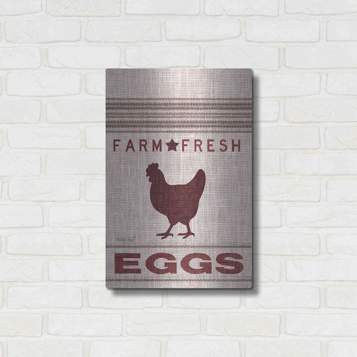 Luxe Metal Art 'Grain Sack Eggs' by Cindy Jacobs, Metal Wall Art,16x24