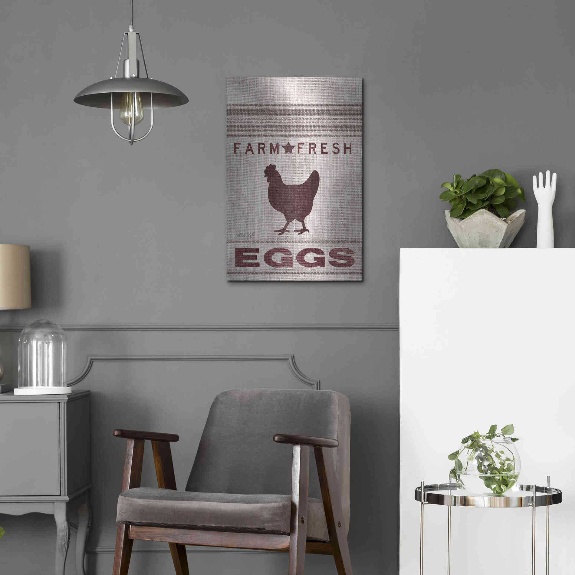 Luxe Metal Art 'Grain Sack Eggs' by Cindy Jacobs, Metal Wall Art,16x24