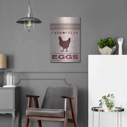 Luxe Metal Art 'Grain Sack Eggs' by Cindy Jacobs, Metal Wall Art,16x24