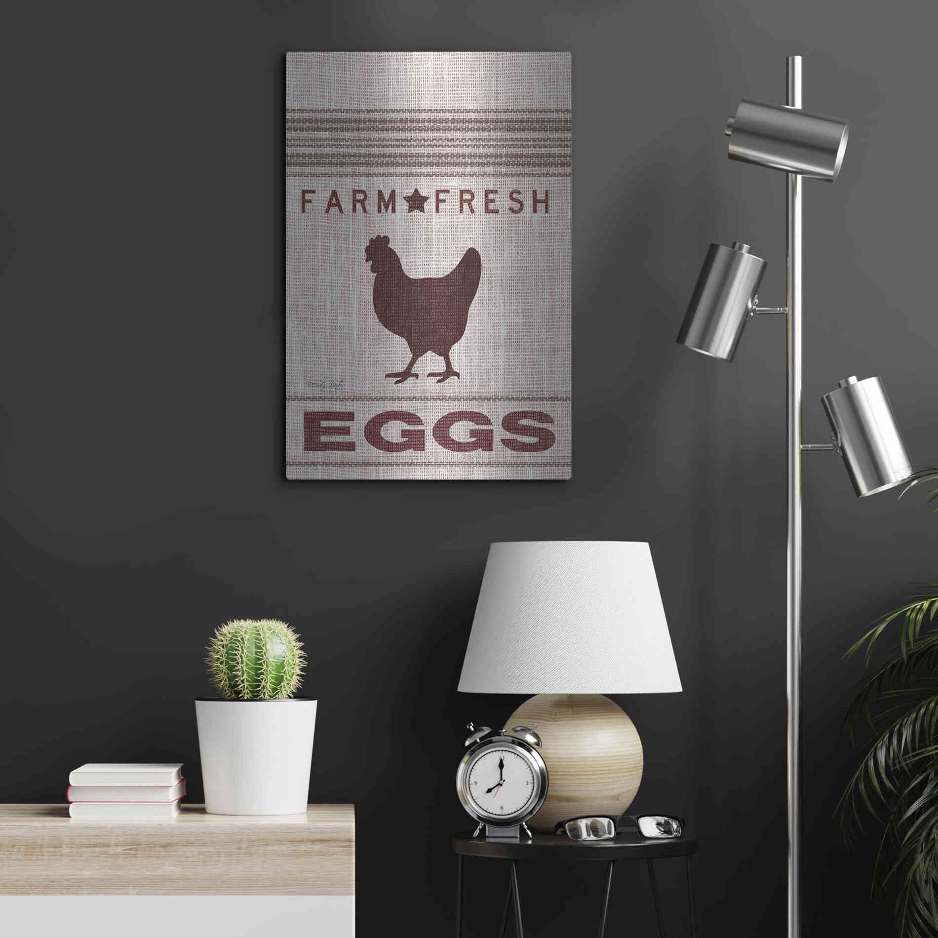 Luxe Metal Art 'Grain Sack Eggs' by Cindy Jacobs, Metal Wall Art,16x24
