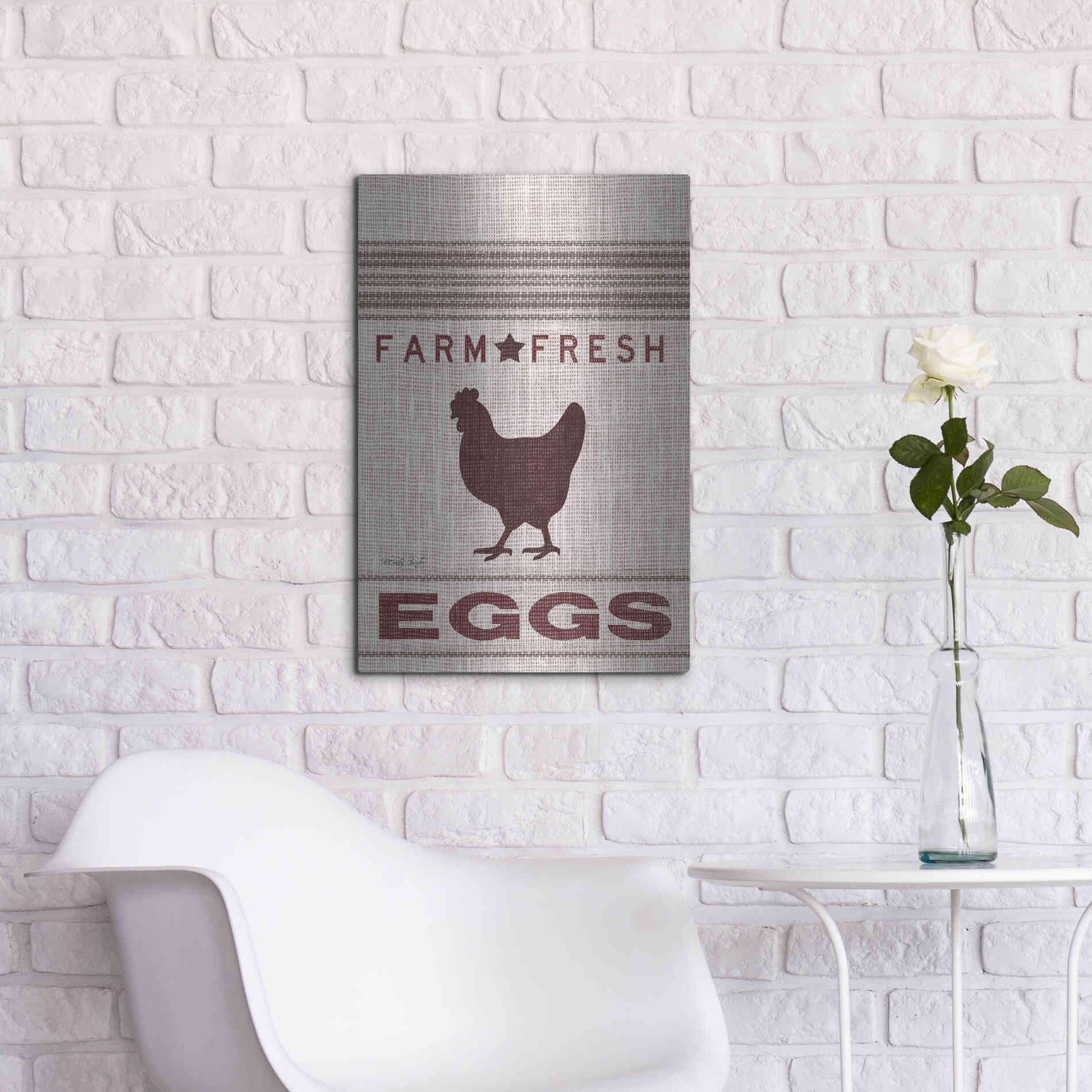 Luxe Metal Art 'Grain Sack Eggs' by Cindy Jacobs, Metal Wall Art,16x24